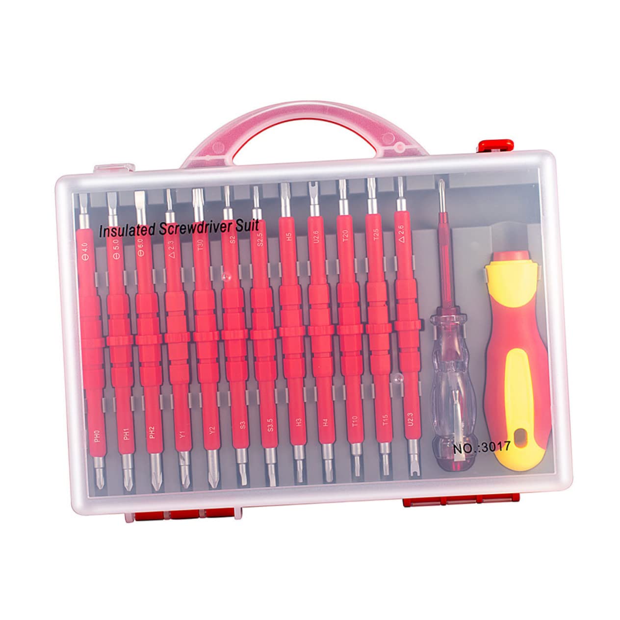 VILLCASE Juego de 26 Destornilladores Herramienta de Electricista Antideslizantes Mango Aislado para Reparaciones Eléctricas y Domésticas Kit Completo