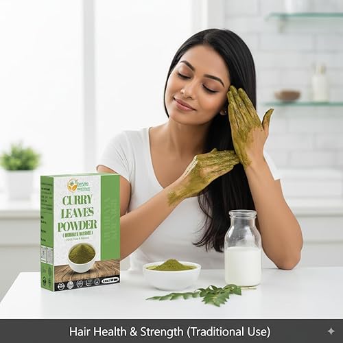Miniatura 3 de Herbs Botanica Polvo de hoja de curry 100% natural cultivado seco 5.3 onzas  Promueve la formulación del crecimiento del cabello  Cabello fuerte