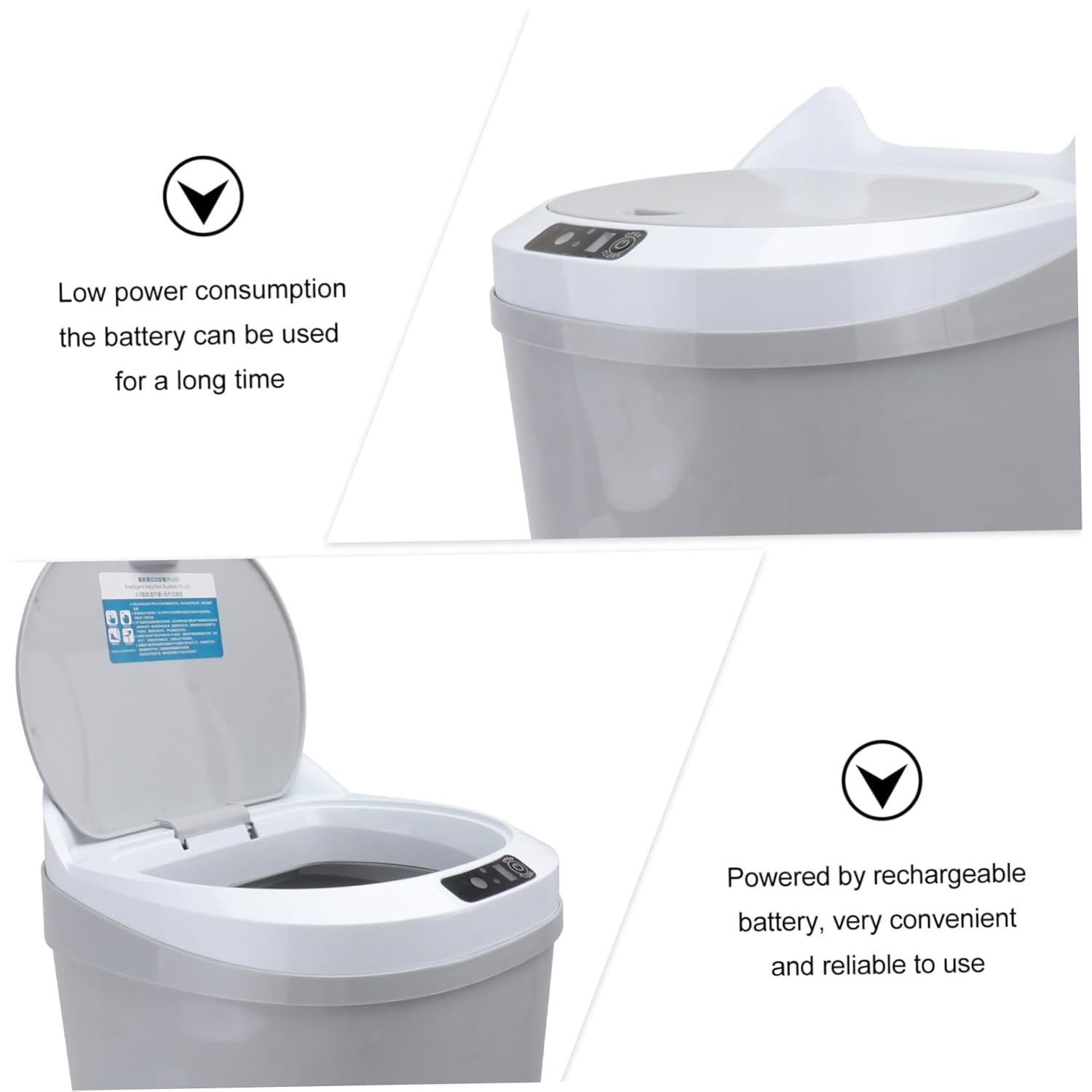 Convenient Inductive Trash Can Smart Sensor Bin for Kitchen Bathroom and Living Room Quiet Operation Rechargeable and Automatic Open Close Function