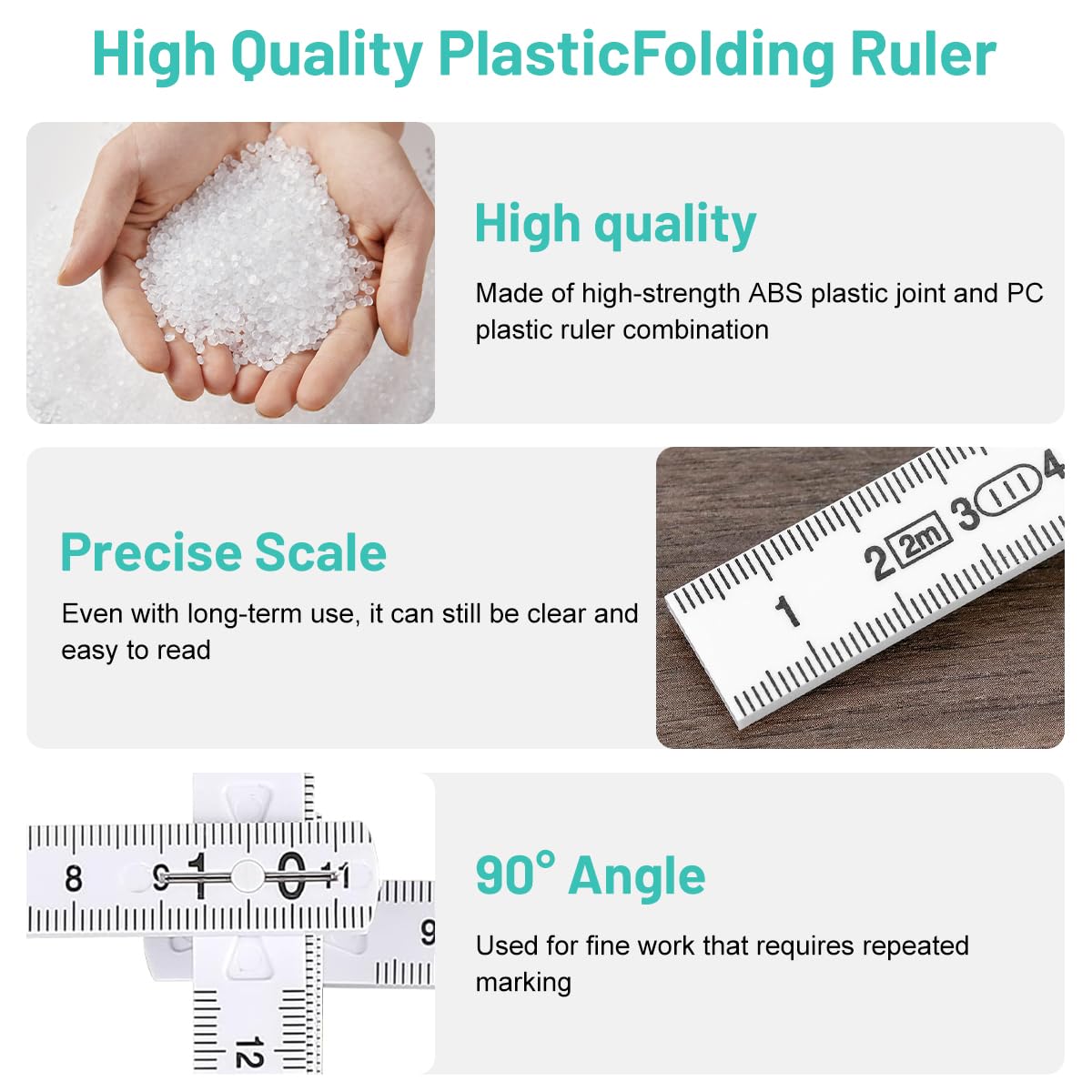 5 piezas regla plegable 2 metros – regla de bricolaje robusta y portátil, mini metro para artesanos y trabajo en madera, ideal para medición de longitud