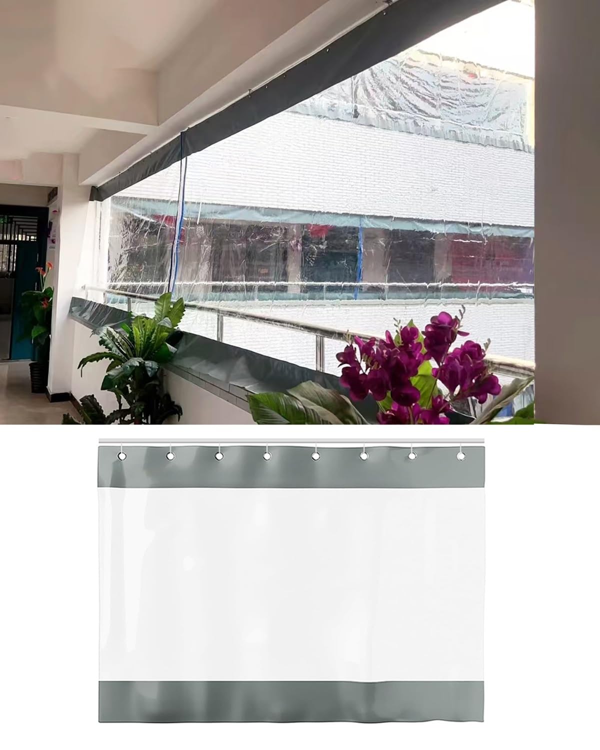Rideaux de séparation transparents en vinyle 5x2,5m avec rail coulissant pour garage