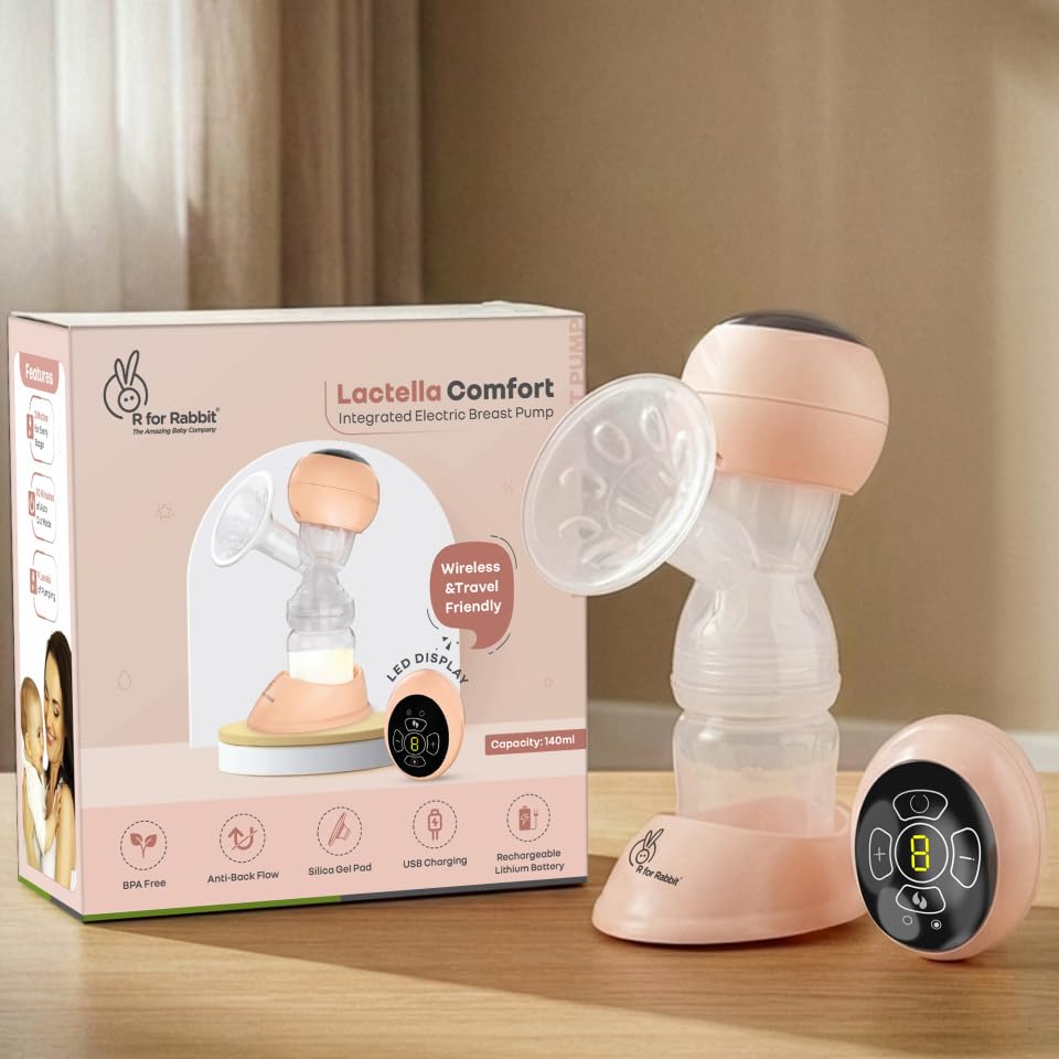 R for Rabbit Lactella Comfort Electric Breast Pump for Mothers LED Display Timer Control Silica Gel Massage Pad Dual Suction Modes 9 Levels Anti-Backflow & Hygiene Protection Travel Friendly (Peach)-image-30