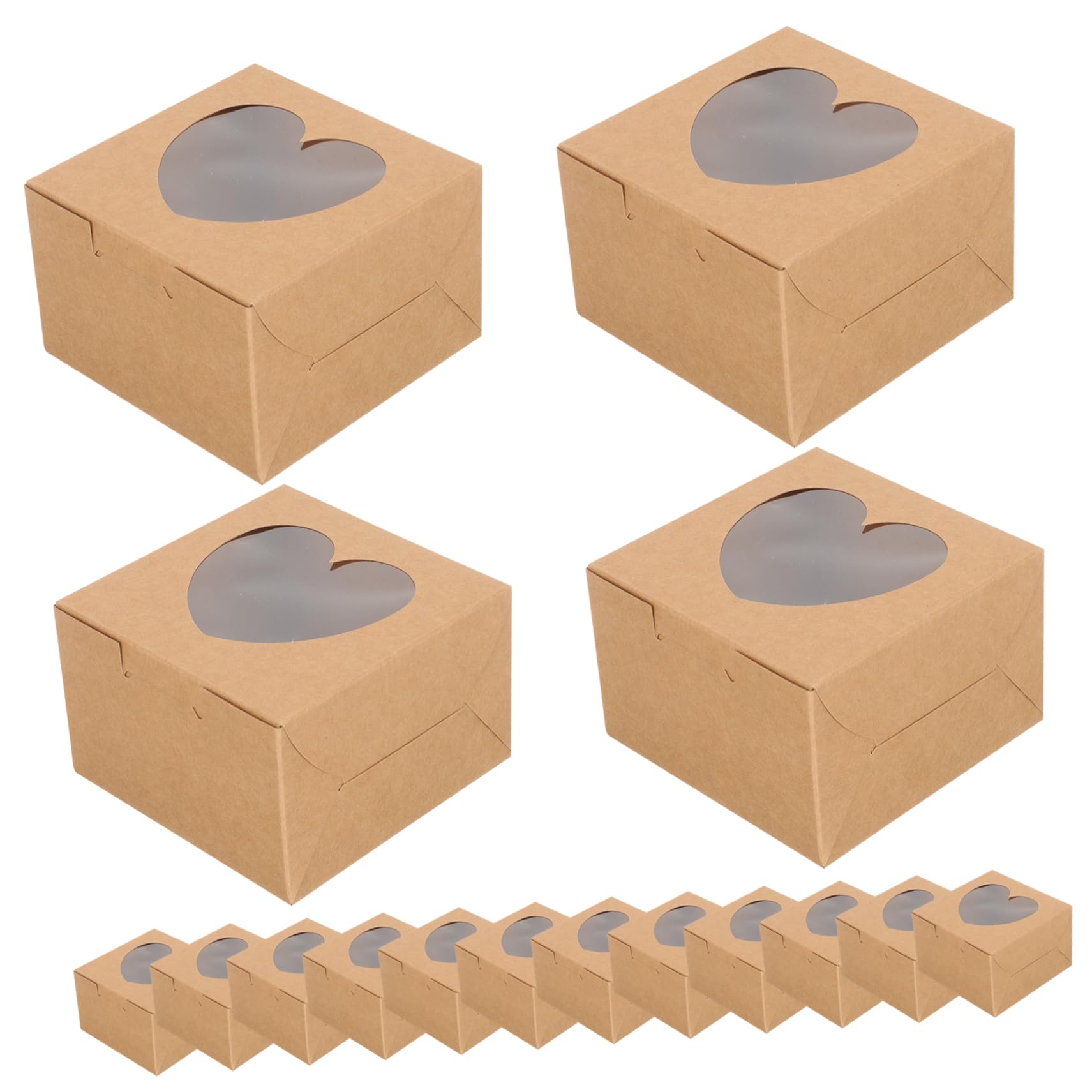 COLLBATH 14pcs Boxes Kraft Paper Baking Box Cakesicle Boxes Infant Gift Pastry Boxes with Window Small Treat Boxes Dessert Boxes Kraft Paper Boxes Bath Gift Baby Cow Card Van Paper Cup