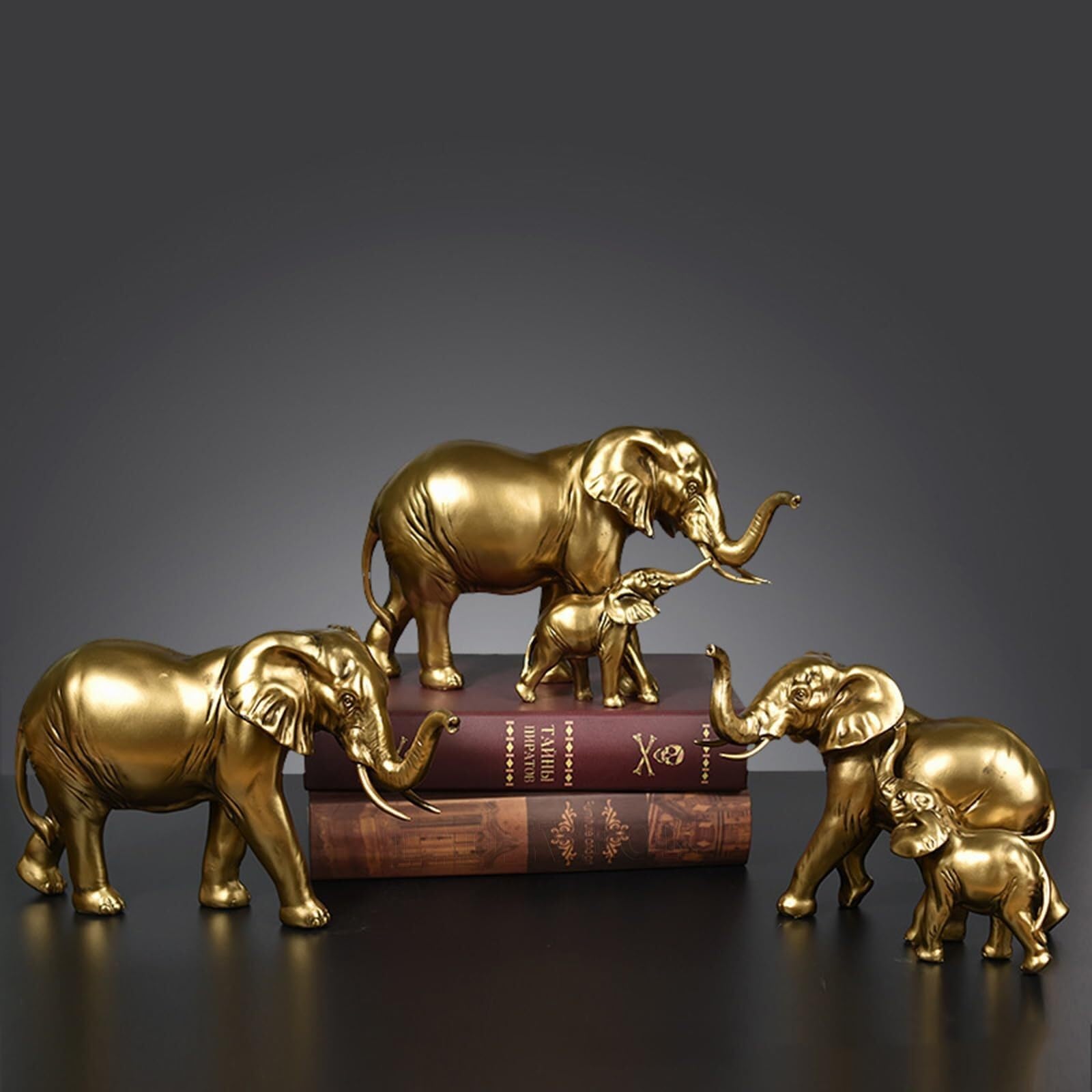 Regalos para Mujeres Decoración Elefantskulptur Gyllene Elefantstaty Decoración para estanterías(Elephant Small)