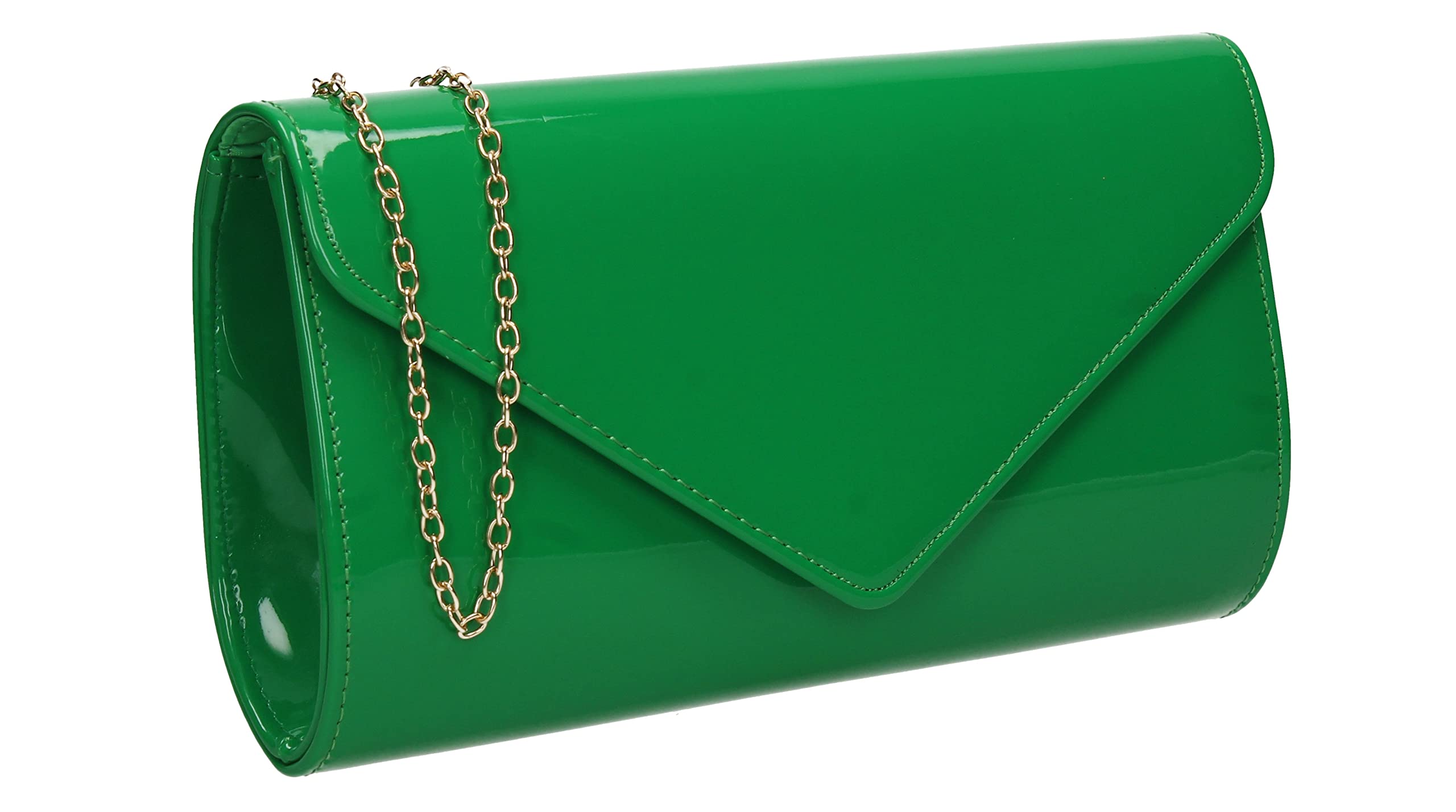 SwankySwans Alisa Patent Party Prom Evening Clutch Bag (Green)