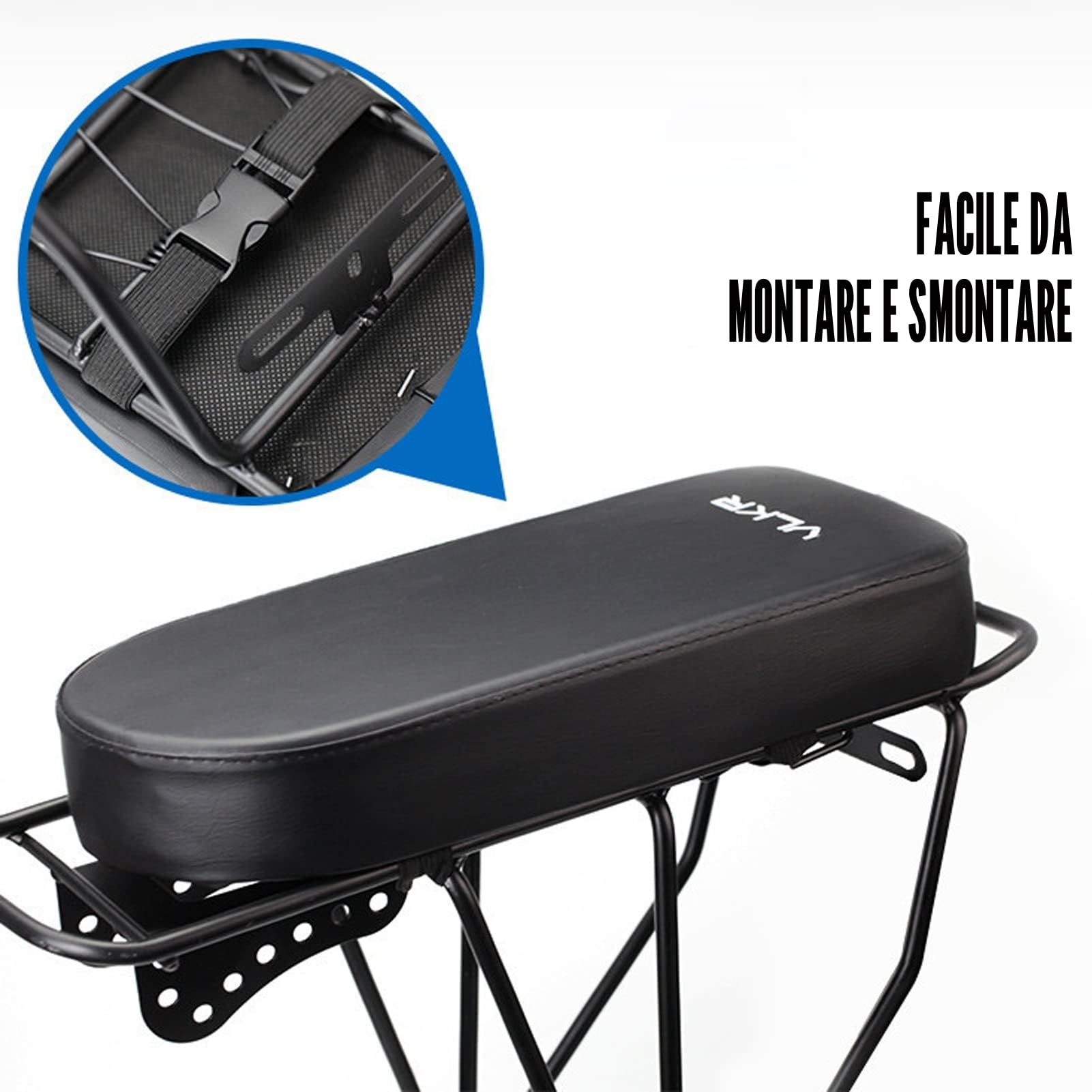 Cuscino posteriore per Bicicletta, Sella Posteriore Bici, Mountain Bike, Cuscino Posteriore per Bambini, Accessorio per Bicicletta, Imbottitura Morbida, per Bambini o Adulti