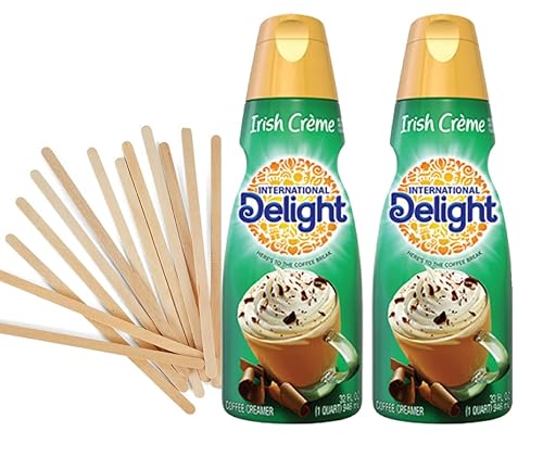Paquete de crema de café. Incluye dos (2) botellas de 32 onzas líquidas de crema líquida para café International Delight Irish Crème y un paquete de