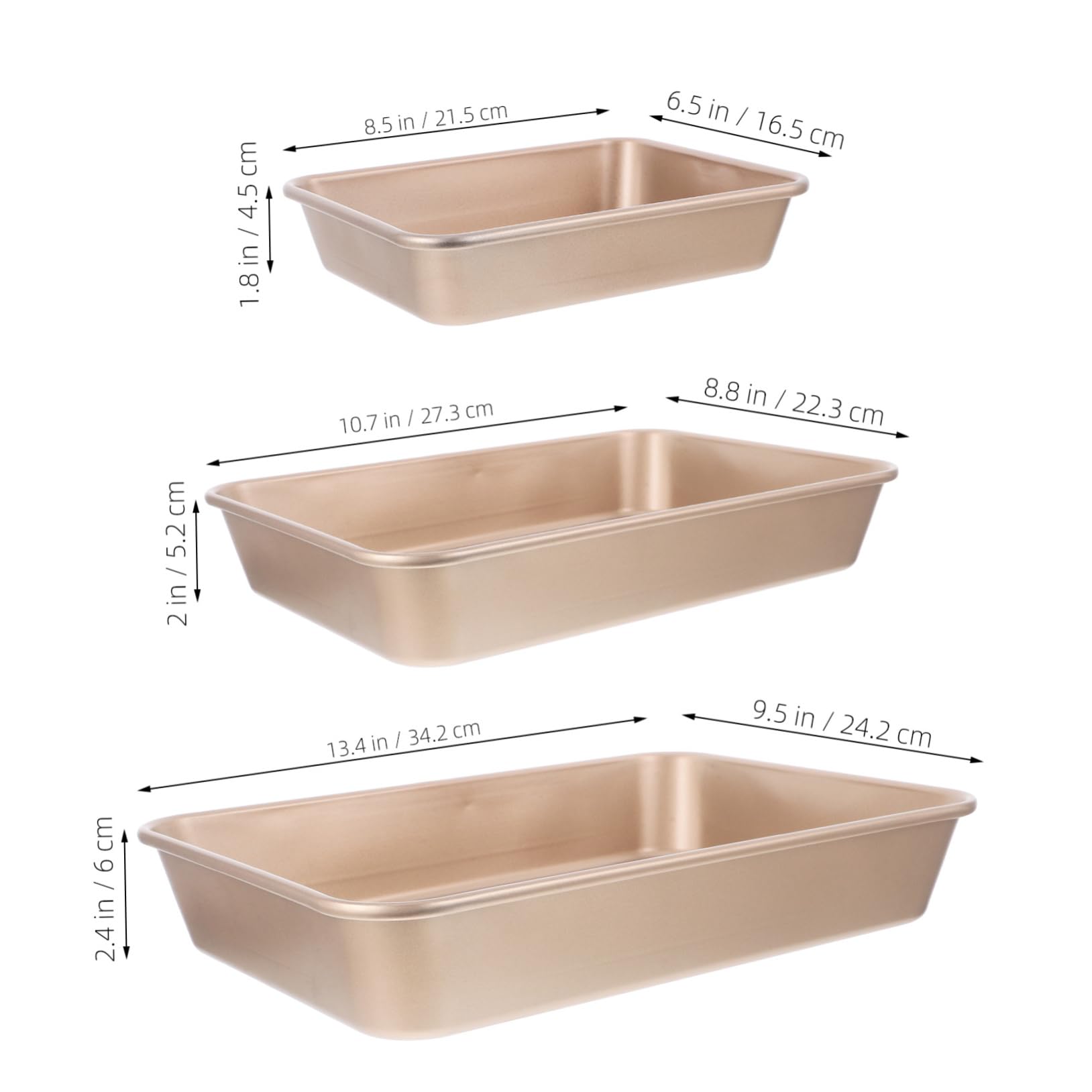 GRIRIW 3pcs Nonstick Deep Baking Pan Heavy Duty Rectangle Bakeware for Cakes Lasagna Bread Finish for Oven Toaster Oven