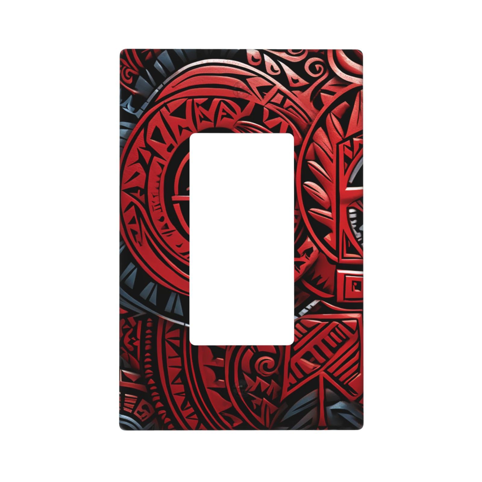Decorator Wall Plate 1 Gang Light Switch Covers Decorator Receptacle Outlet Covers Red tribal pattern Wall Plates for Electrical Outlets Plug Cover Single Rocker Switch Plates
