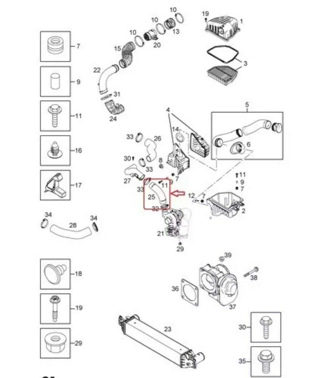 Turboschlauch Ladeluftschlauch Kompatibel Opel Antara 2.0 CDTi Chevrolet Captiva 2.0d