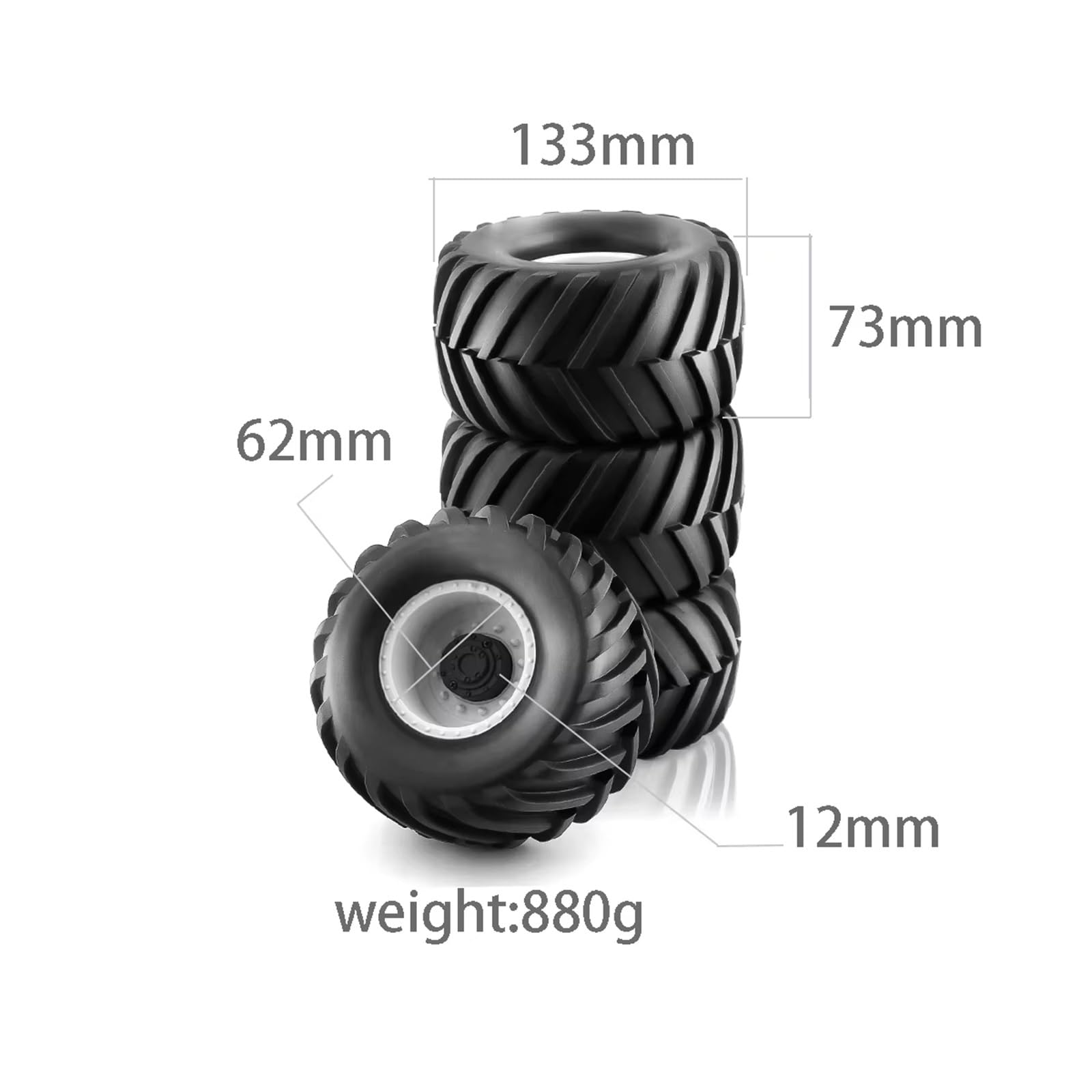 Compatibile Con Mk2 Per Axial Per Kyosho Per Tamiya Per Hpi 1/10 RC Monster Truck 4 Pezzi Ruote Pneumatici 183 Mm Pneumatici Per Camion Pezzi Di Ricambio RC Ruote Gomma