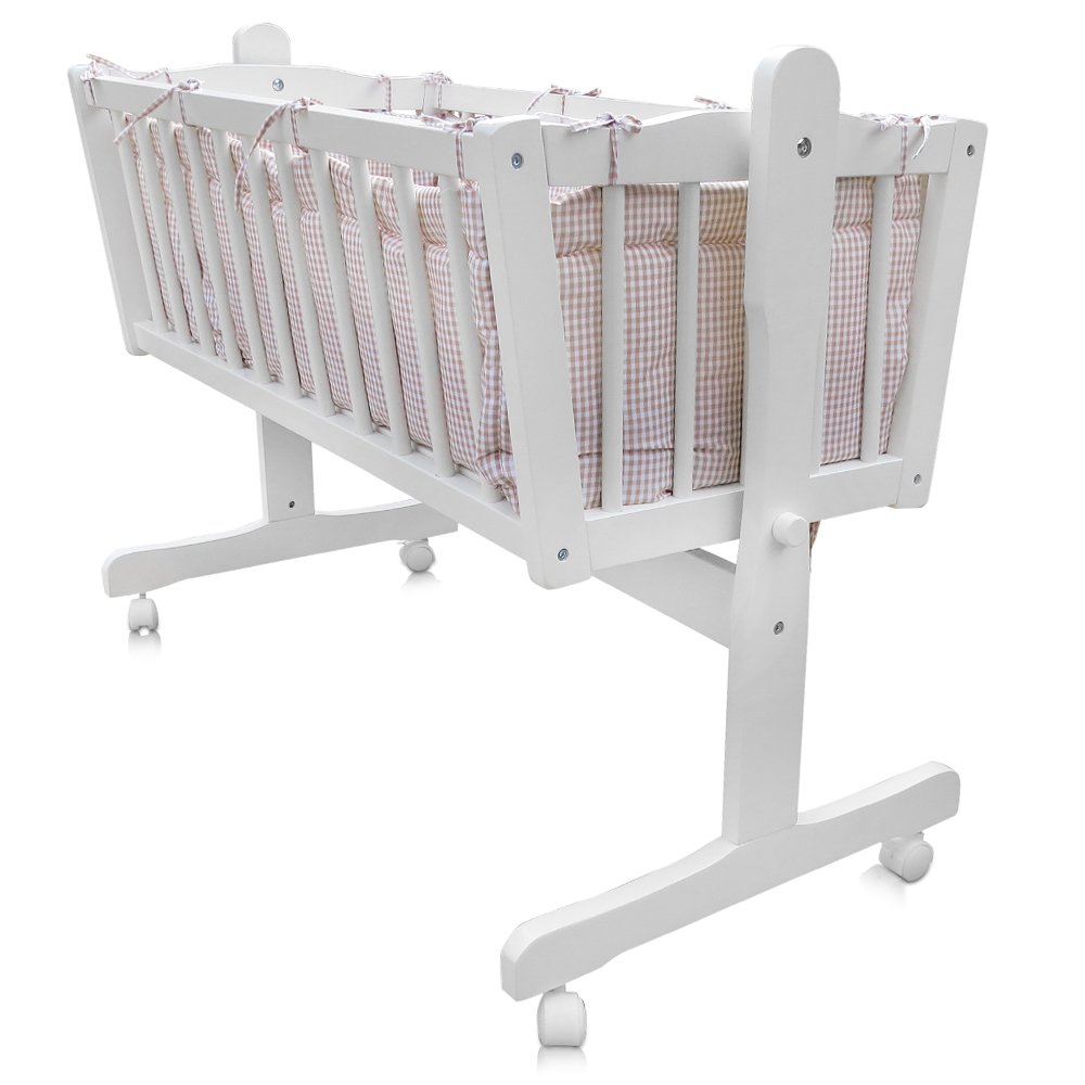 VitaliSpa Lit bébé, Blanc, 102.5x140cm | avec des roues, avec fonction de bascule et roulettes verrouillables