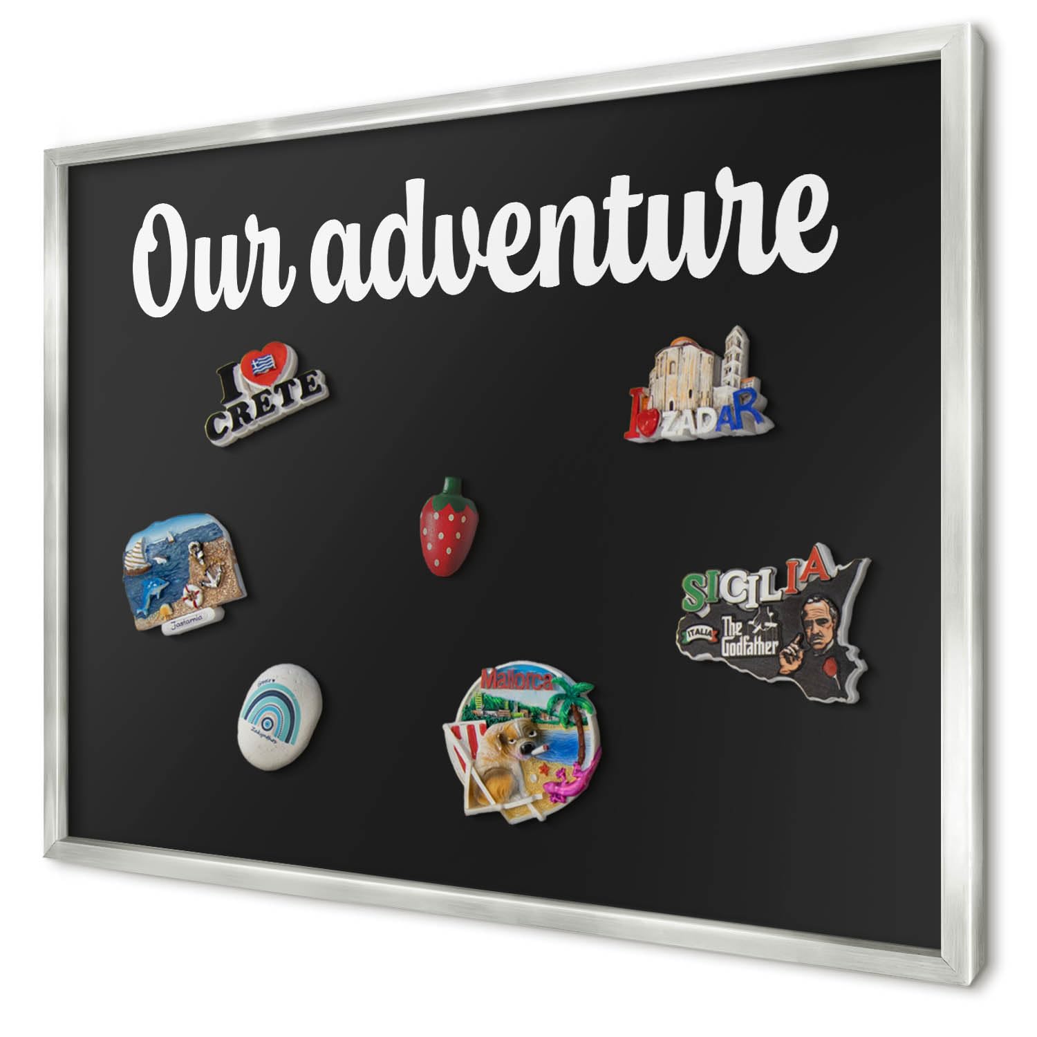 Explorer Magnetic Board 70x50 cm | Silver Frame | Our Adventure