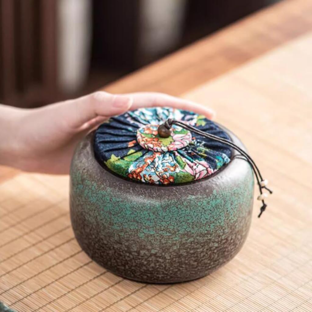 china tea tin， Ceramic Food Storage Jar Tea Loose Coffee Spice Nut 160g