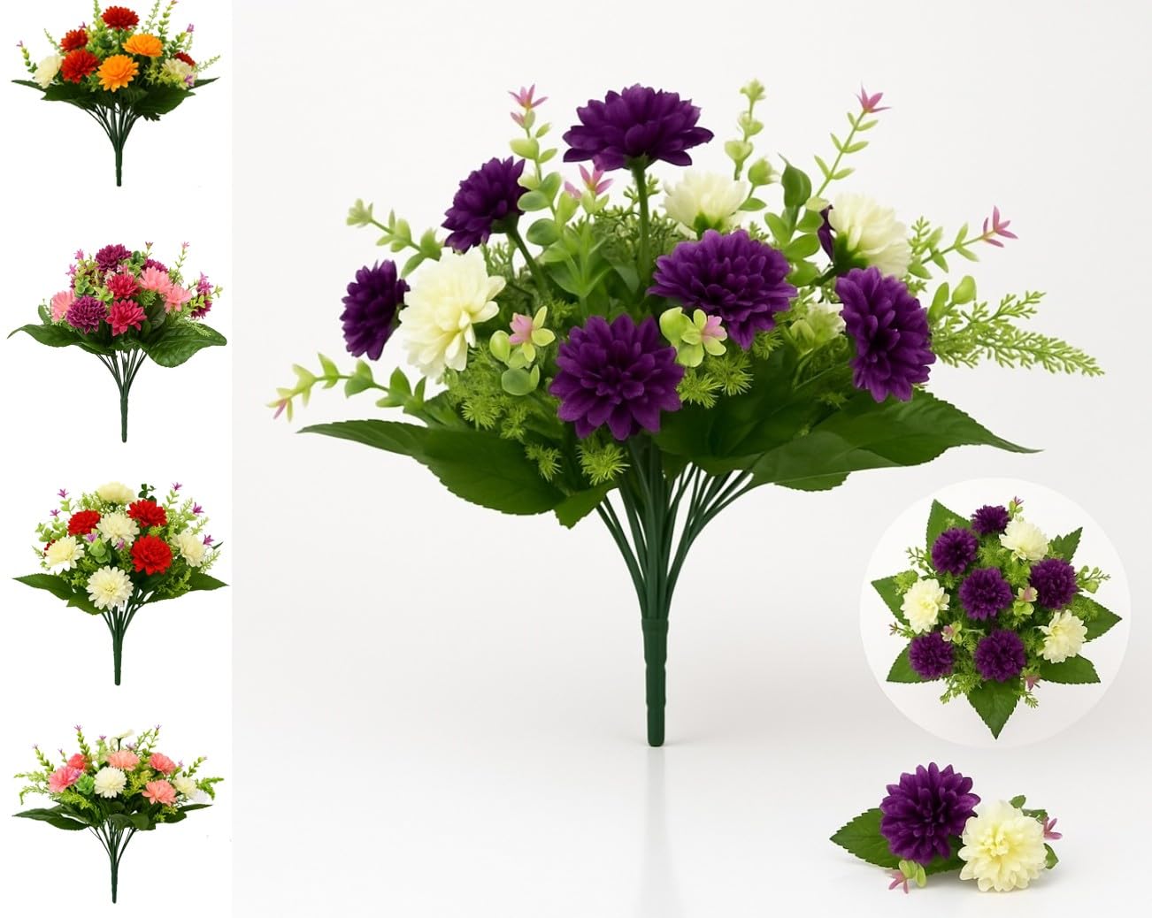 Mr. Barry's 41cm Cemetery Bouquet - Purple, Lilac & Cream Chrysanthemums