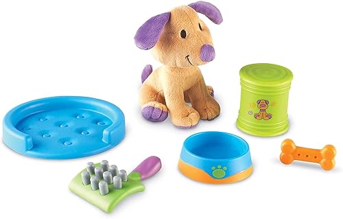 Learning Resources New Sprouts - Juego de 6 piezas para el cuidado del cachorro, juguetes de aprendizaje para niños de 2 años en adelante, primera