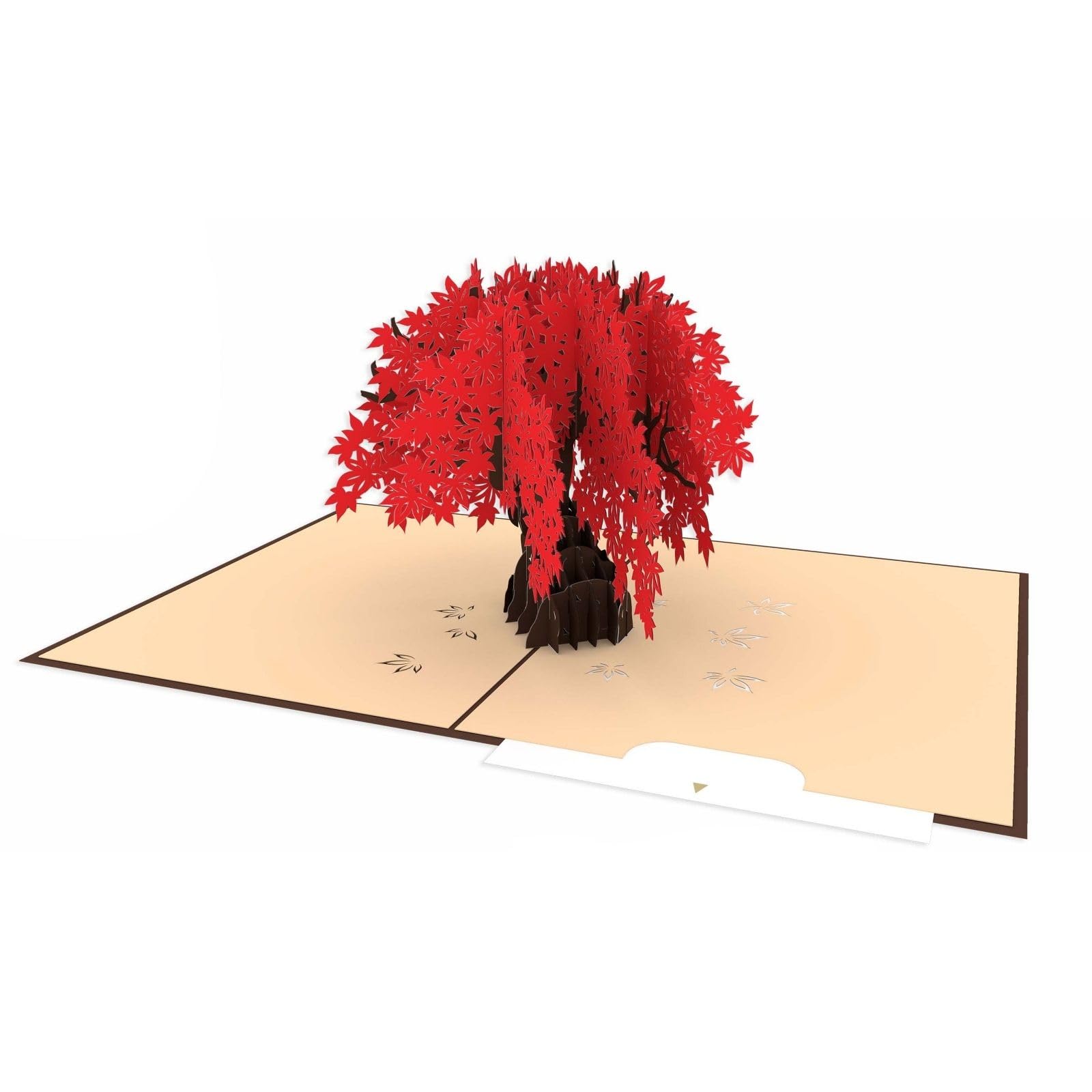 Origamo Pop-Up Greeting Card Red Bonsai Tree Handmade Fold-Out 3D Occasion Cards - Deluxe Collection Anniversary, Romantic Celebration, Elegant Design, Memorable Gift, Personal Insert