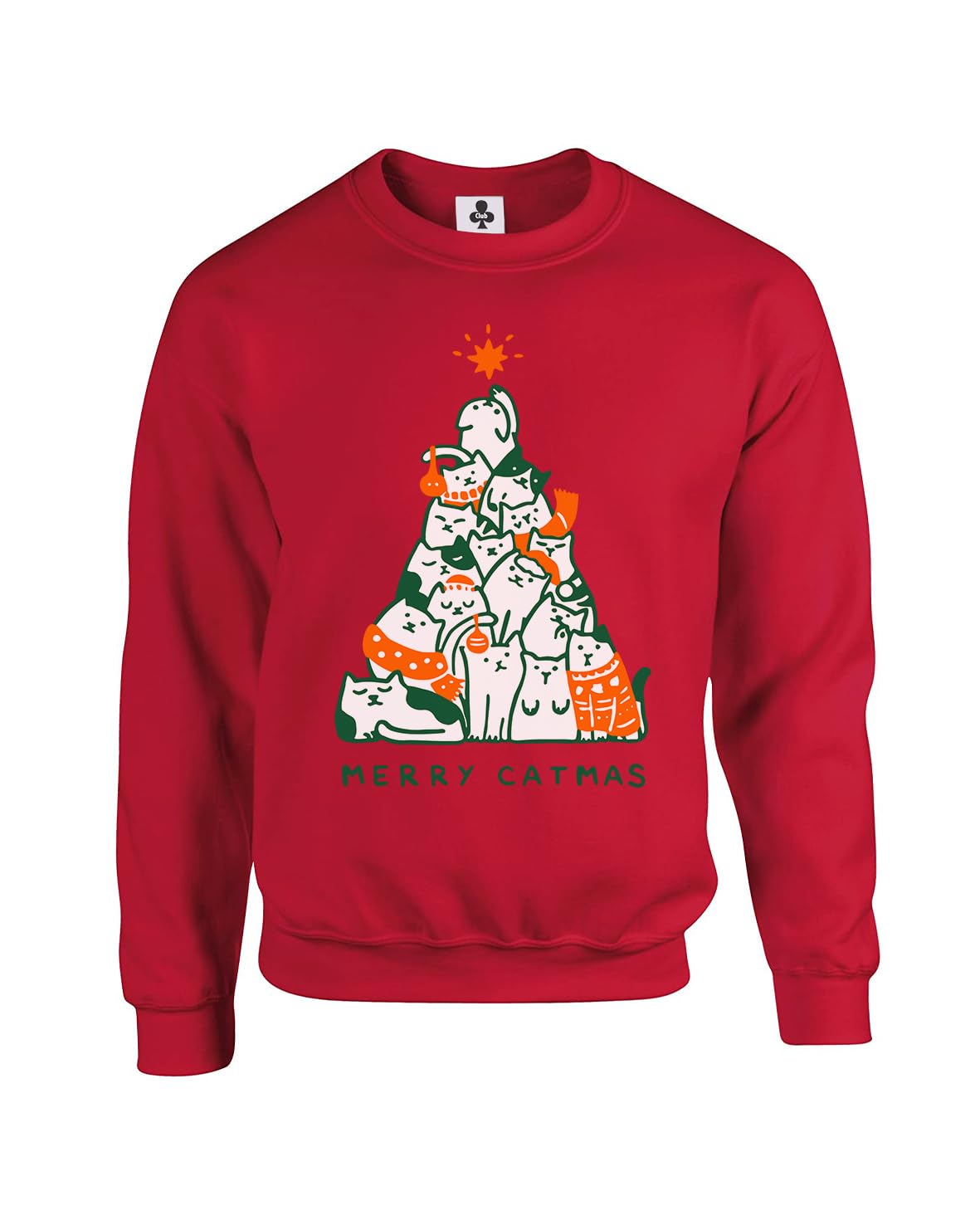 New Spirit Original Merry Catmas Tree Jumper Unisex Funny Adults Sweatshirt Jumper Red