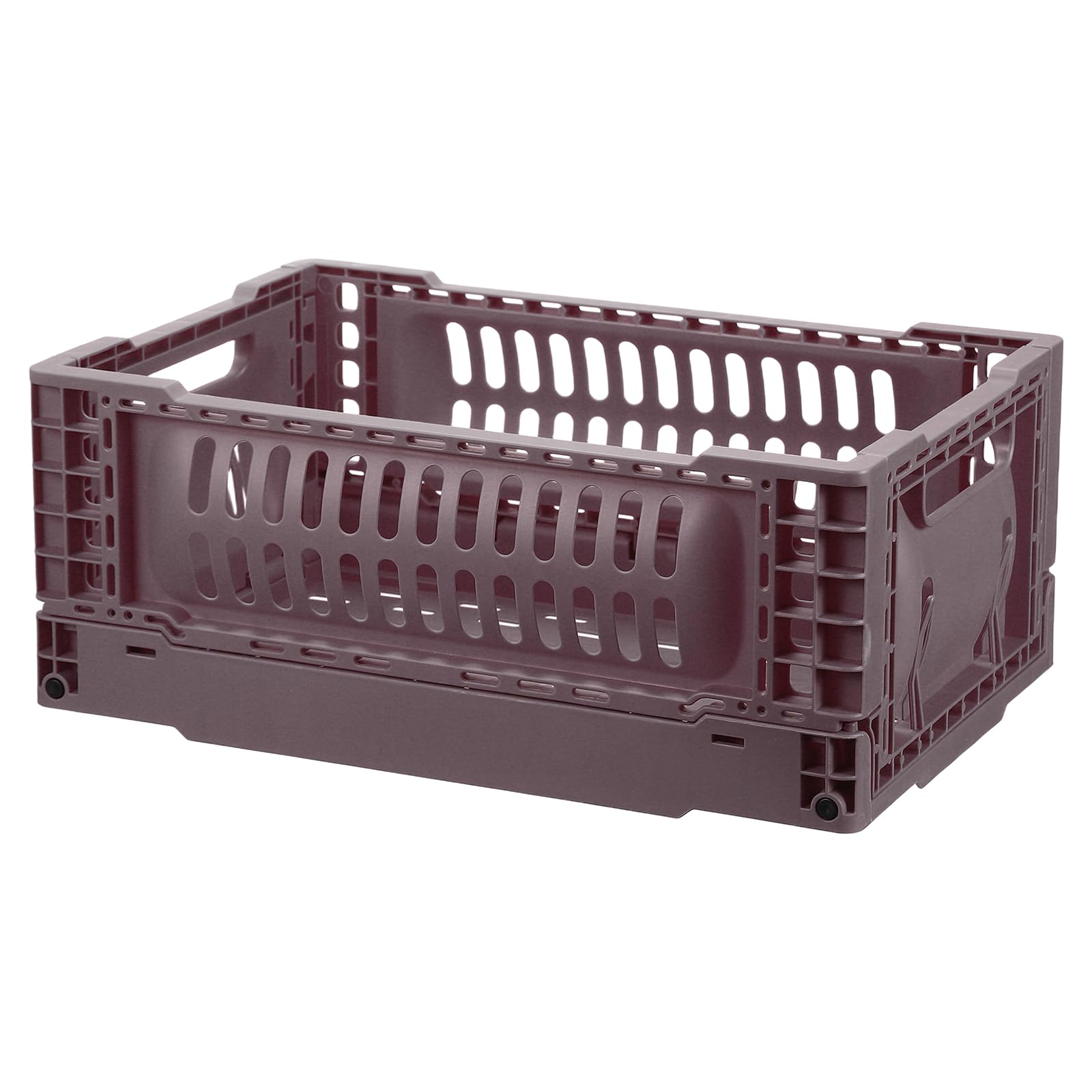 sourcing map Collapsible Crates 30x20x12cm with Handle Brown
