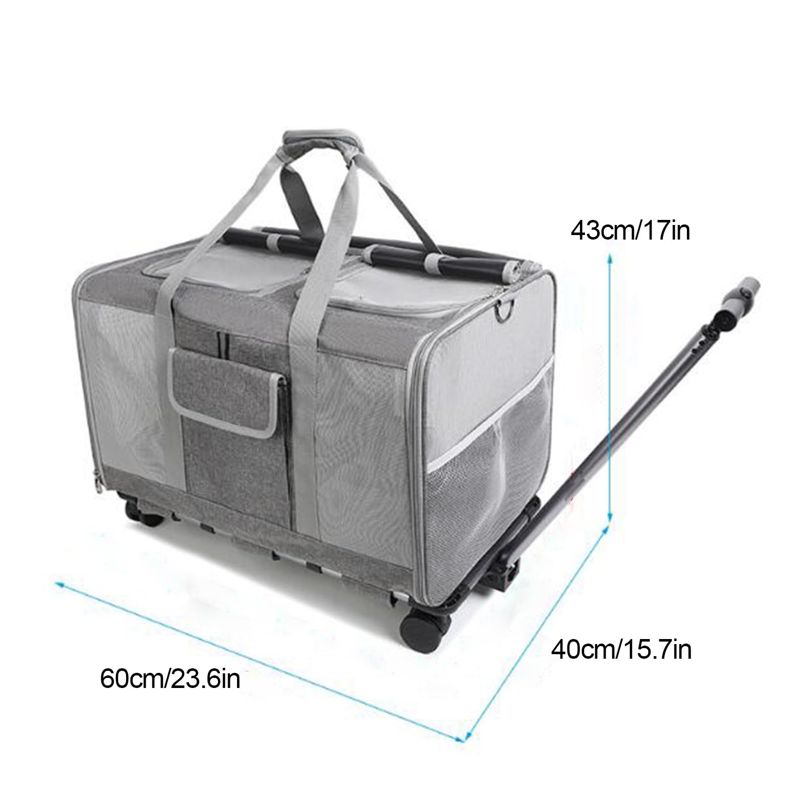 Transportin Doble para 2 Gatos con Ruedas Desmontables para Gatos Y Perros, Diseño Súper Ventilado, Ideal para Viajar, Caminar, Acampar