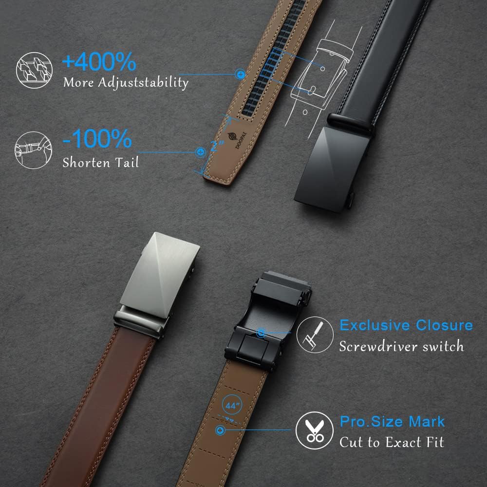 DOOPAI Belt Men, 2 Pack Ratchet Belt Dress Adjustable 1 3/8