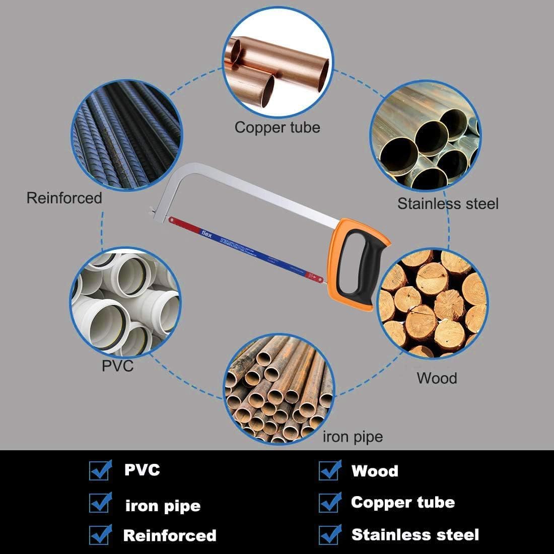 12 Pcs Bi-Metal Hacksaw Blades - 14/18/24 TPI Replacement Blades for Metal Wood, and Plastic Cutting (300mm) - Image 4