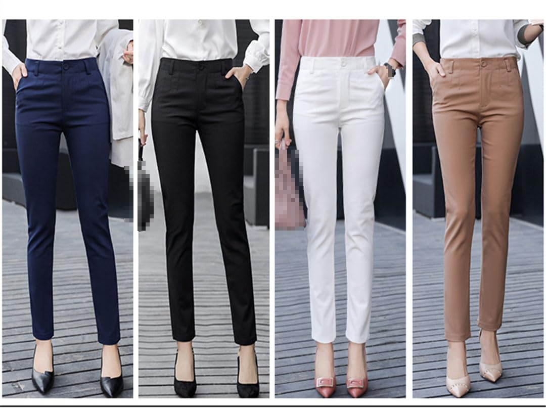 Ownwfeat Pantalones De Vestir De Trabajo para Mujer Pantalones De Bolsillo Formales De Oficina Pantalones De Negocios