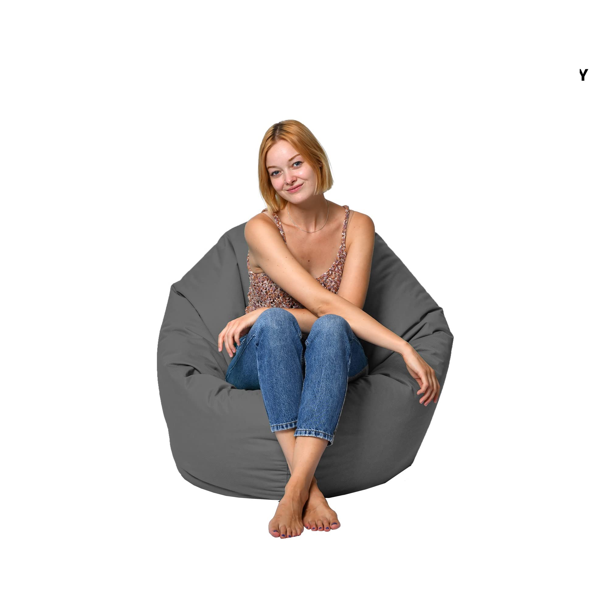 Sitzsack 2 in 1 Funktion für bequemes Sitzen & Liegen – Indoor & Outdoor da er Wasserfest ist – Bdenkissen – für Kinder & Erwachsene (Anthrazit, 120 cm - Durchmesser)