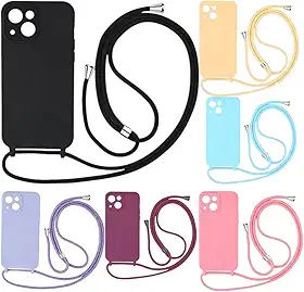 Case Capa Capinha Com Cordão Alça Transversal Para iPhone 15 NORMAL (PRETO)