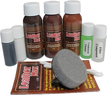Automotive Leather Max Complete Leather Refinish, Restore & Repair Kit Now with 3 Color Shades to Blend with Leather & Vinyl Recolor Full Browns