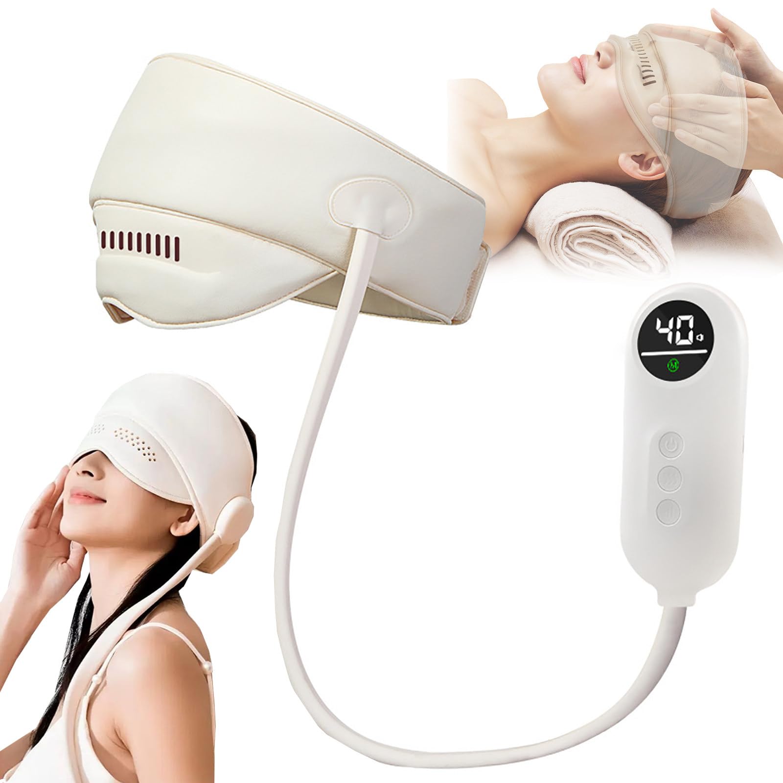 Massaggiatore Elettrico Per La Testa Con Airbag, Impacco Termico Per Testa E Occhi, Airbag A 6 Zone | 3 Modalità | 5 Livelli Di Riscaldamento, Per Alleviare Lo Stress E Il Mal Di Testa