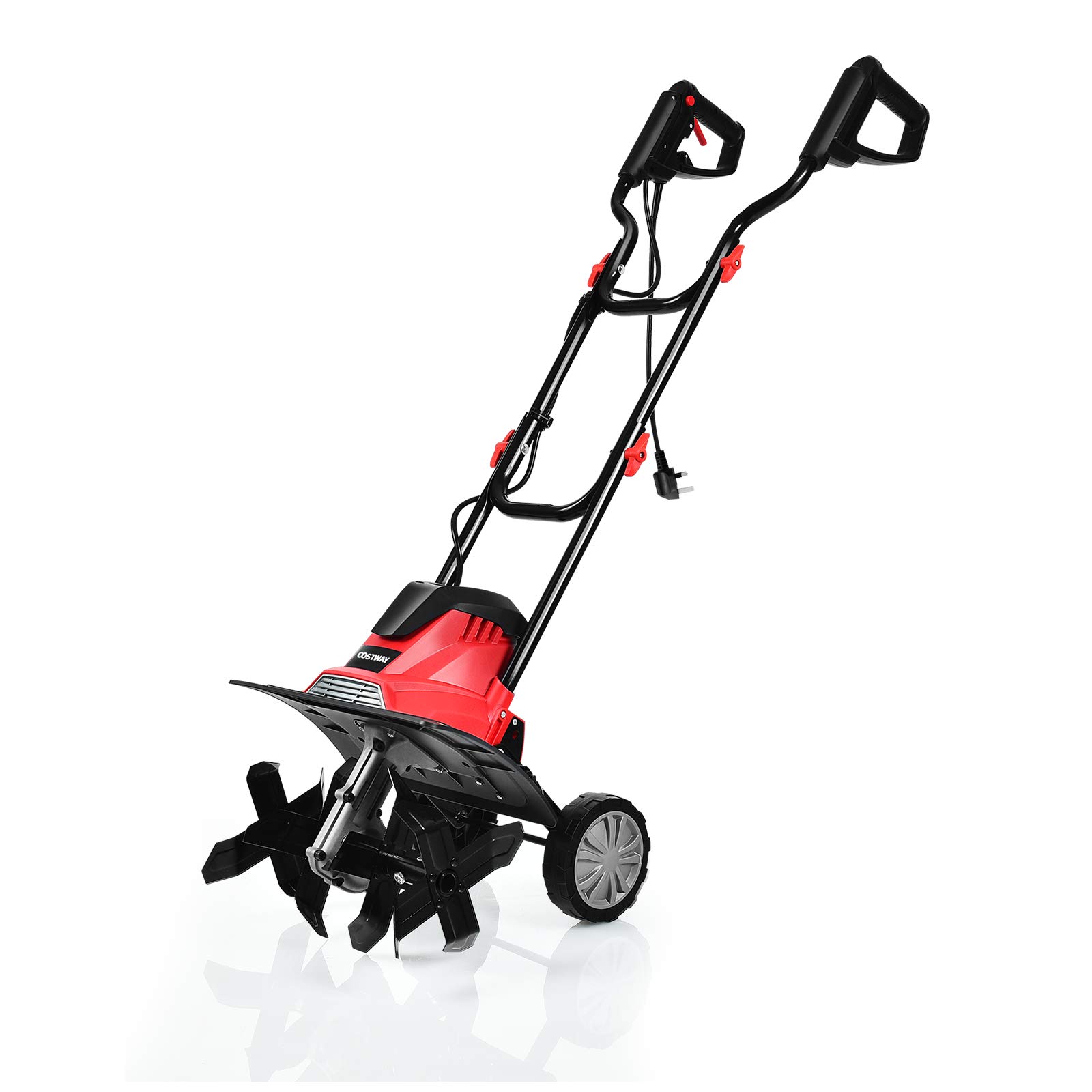 TANGZON Electric Tiller, 1200W/1500W Lawn Scarifier with 4/6 Tiller Blades, Adjustable Wheels and Foldable Handle, Mini Cultivator for Soil Loosening (35cm, Red) โ image 1