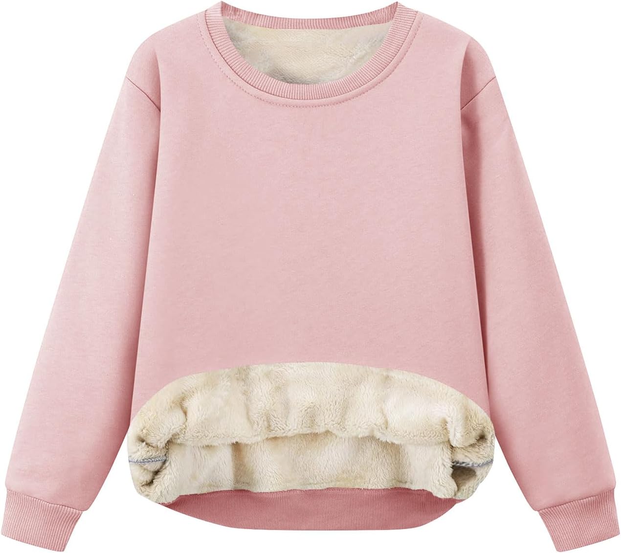 Flygo Unisex Boys Girls Fleece Lined Crewneck Sweatshirt Kids Warm Sherpa Pullover Sweater Sweatshirts Fall Winter Clothes