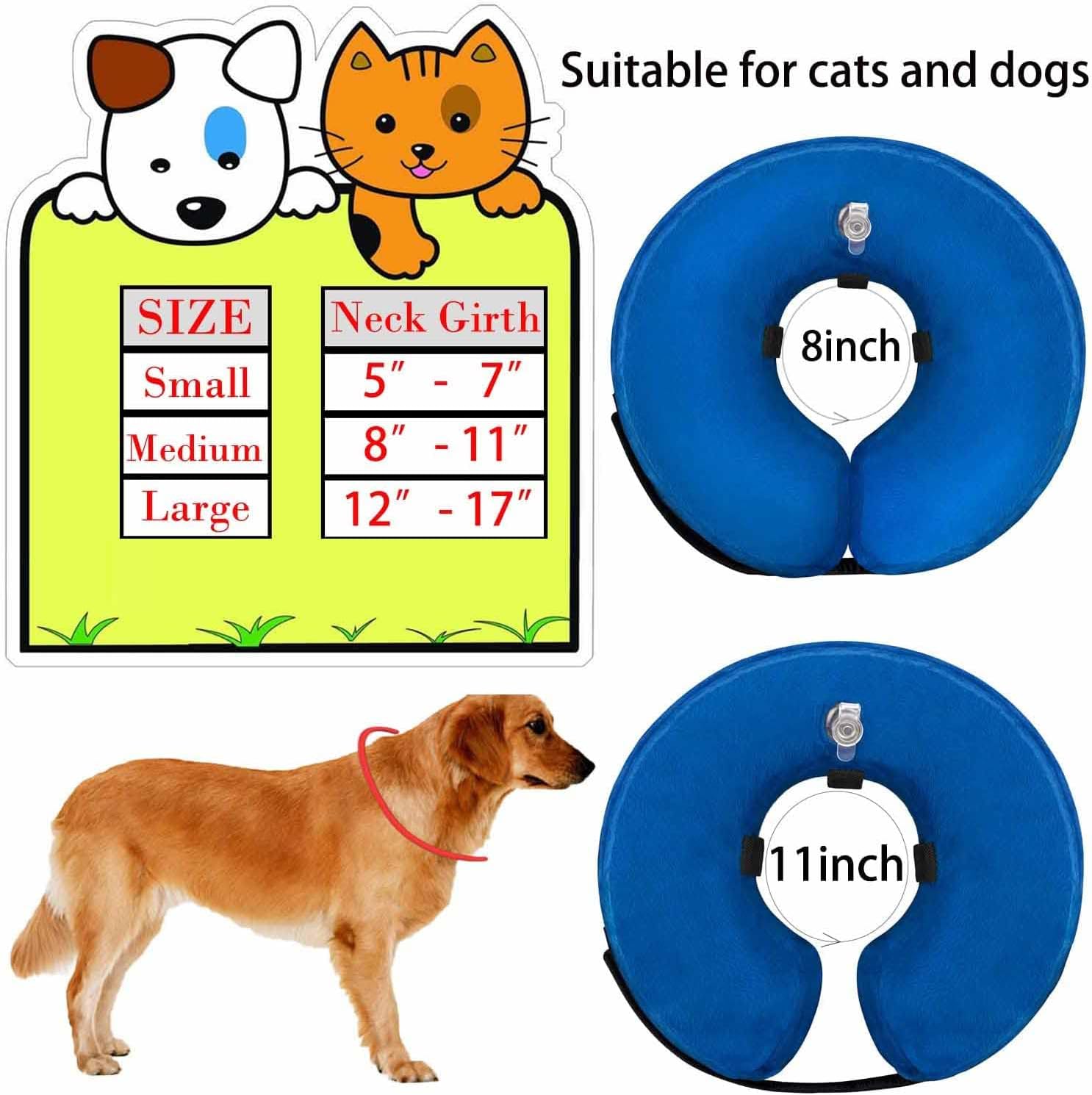 Inflatable Pet Protection Cover Recovery Collar Pet Collar Cone Soft Adjustable Comfy Quick Release Dog Donut Collar Washable Protective Collar for Dogs Cats to Stop Licking Wounds(L) - Image 4