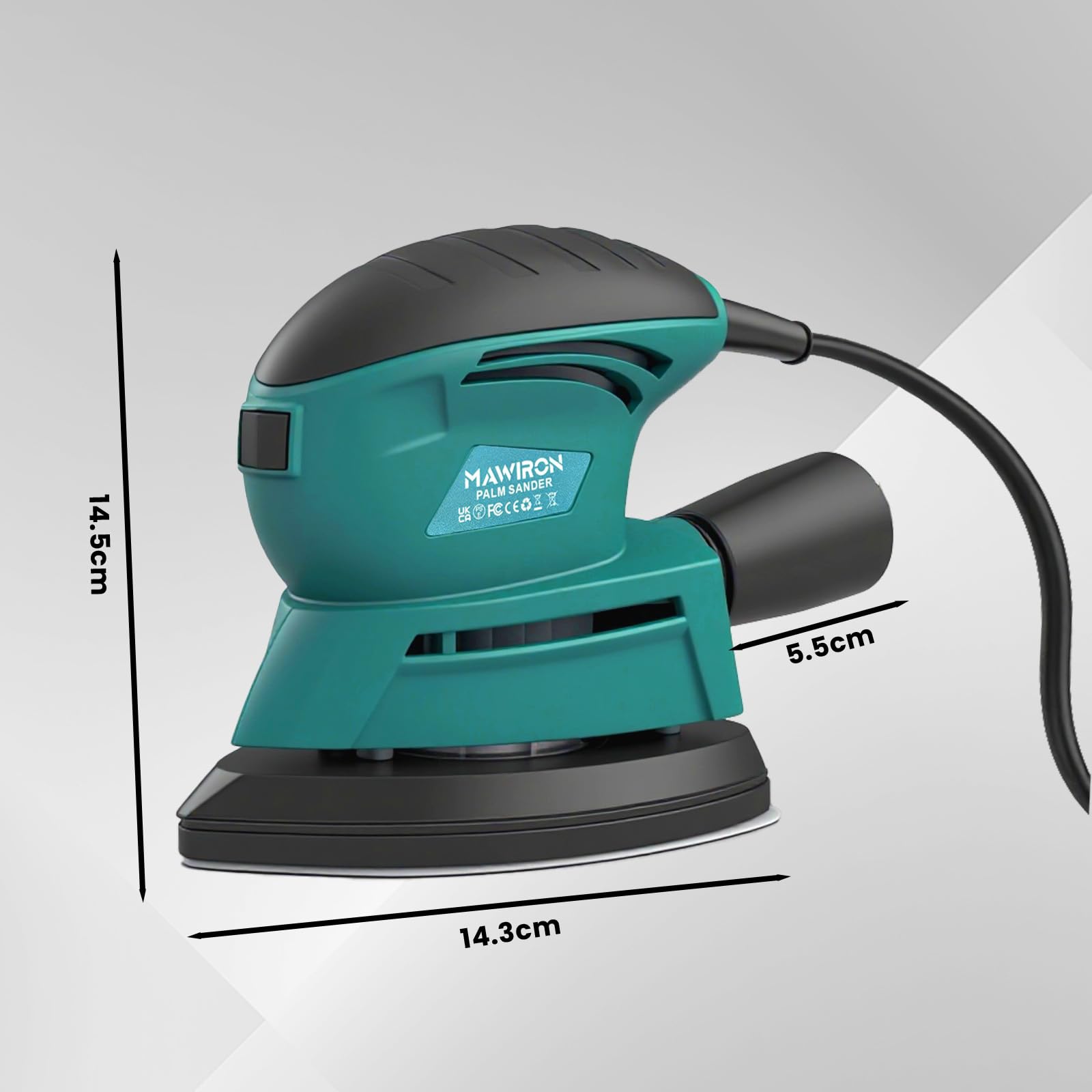 Ponceuse multi-ponceuse Delta 220 W avec 6 feuilles abrasives (grain 80/120/240), 14000 tr/min, système Velcrofix, sac d'aspirateur, ponceuse pour coins et bords, métal et bois
