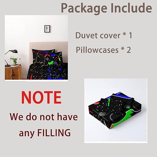 Miniatura 3 de Juego de funda de edredón con 2 fundas de almohada con estampado de consola de videojuegos para niños, tamaño King