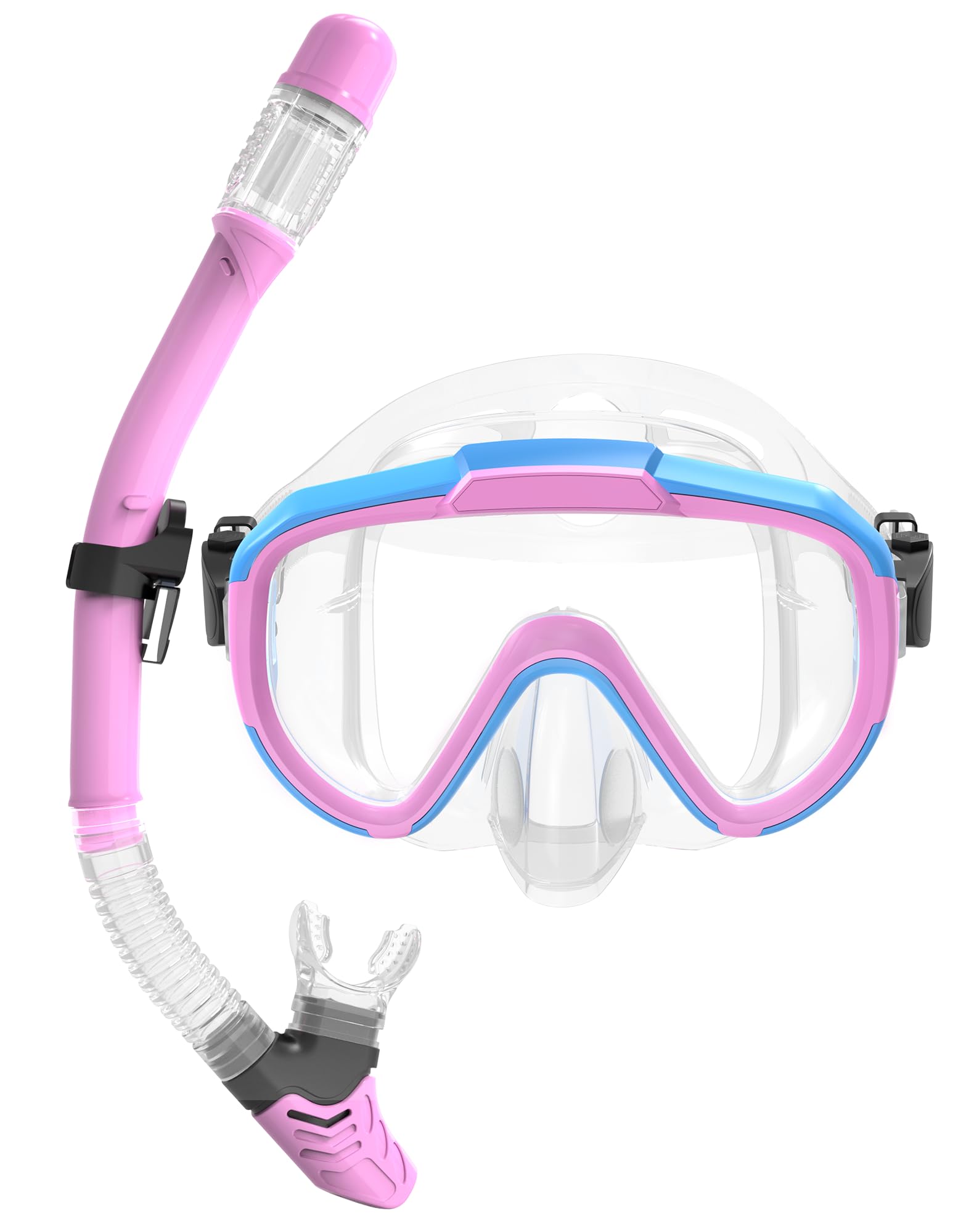 Lealinga Snorkel Set, Panoramic View Snorkel Mask, Anti-Fog Dry Top Snorkel Kit with Travel Bag, Diving Set for Snorkeling Scuba Diving Swimming Travel for Adults Kids Small