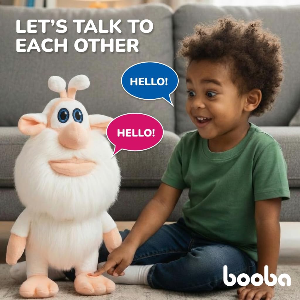 Booba Talking Plush Toy – 13.5" | Officially Licensed Interactive Plush | Soft & Cuddly Stuffed Animal | Repeats What You Say for Kids Fans
