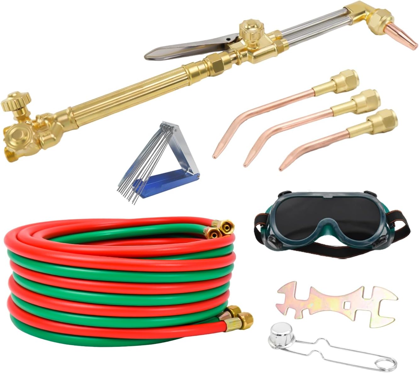 Oxygen & Acetylene Torch Kit, Gas Cutting Torch Kit with 50FT Gas Hose, Portable Gas Cutting Torch and Welding Kit with Welding Glasses and Accesseries