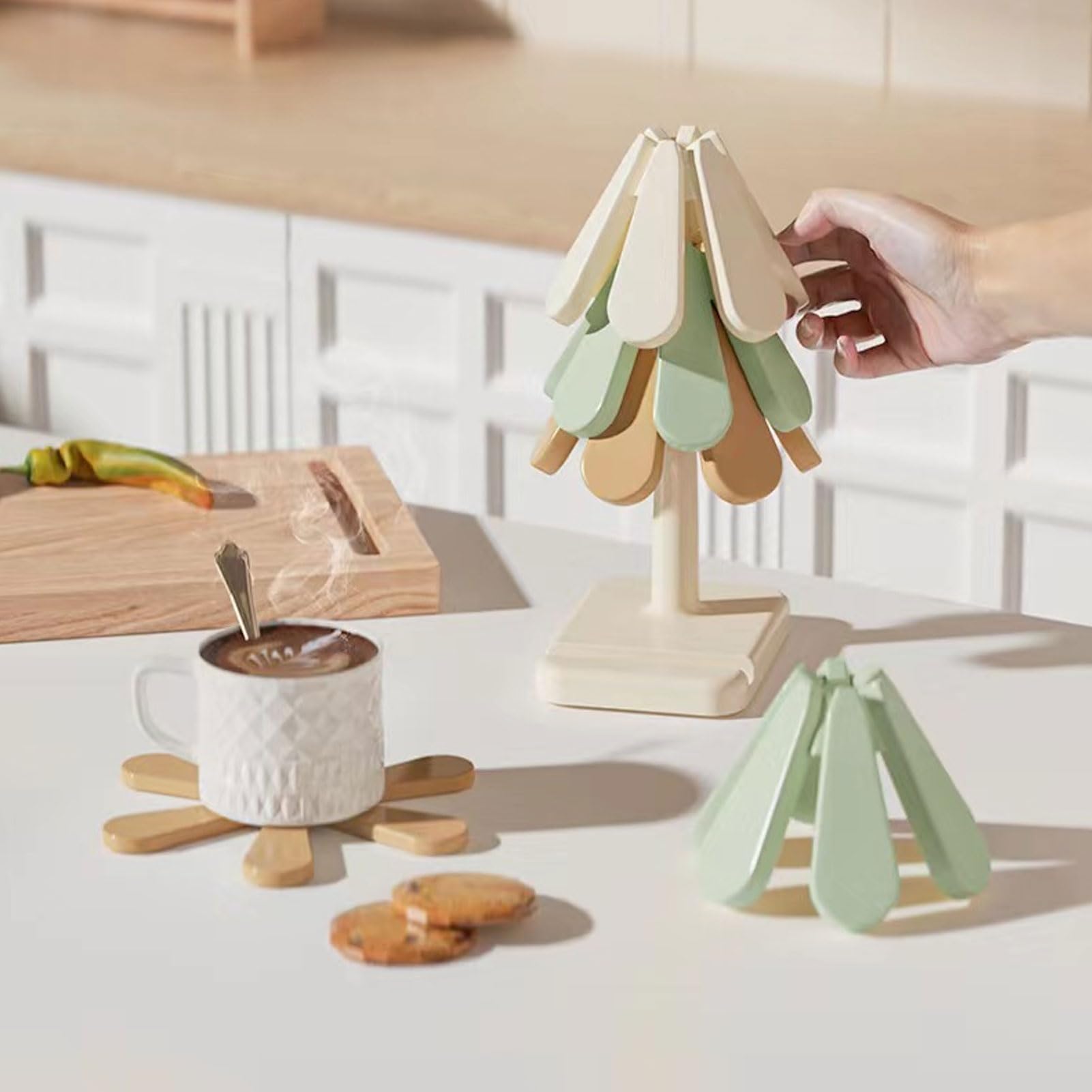 Sottopentola In Silicone A Forma Di Albero – Set Da 3 Pezzi Con Supporto, Per Piatti Caldi, Cucina E Tavola, Decorazione Natalizia