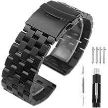 Brushed 18mm 20mm 22mm 24mm 26mm Stainless Steel Watch Band, Solid Quick Release Watch Bracelet Strap Double Locking Clasp Replacement Strap Silver Black Blue Grey Gold for Men Women