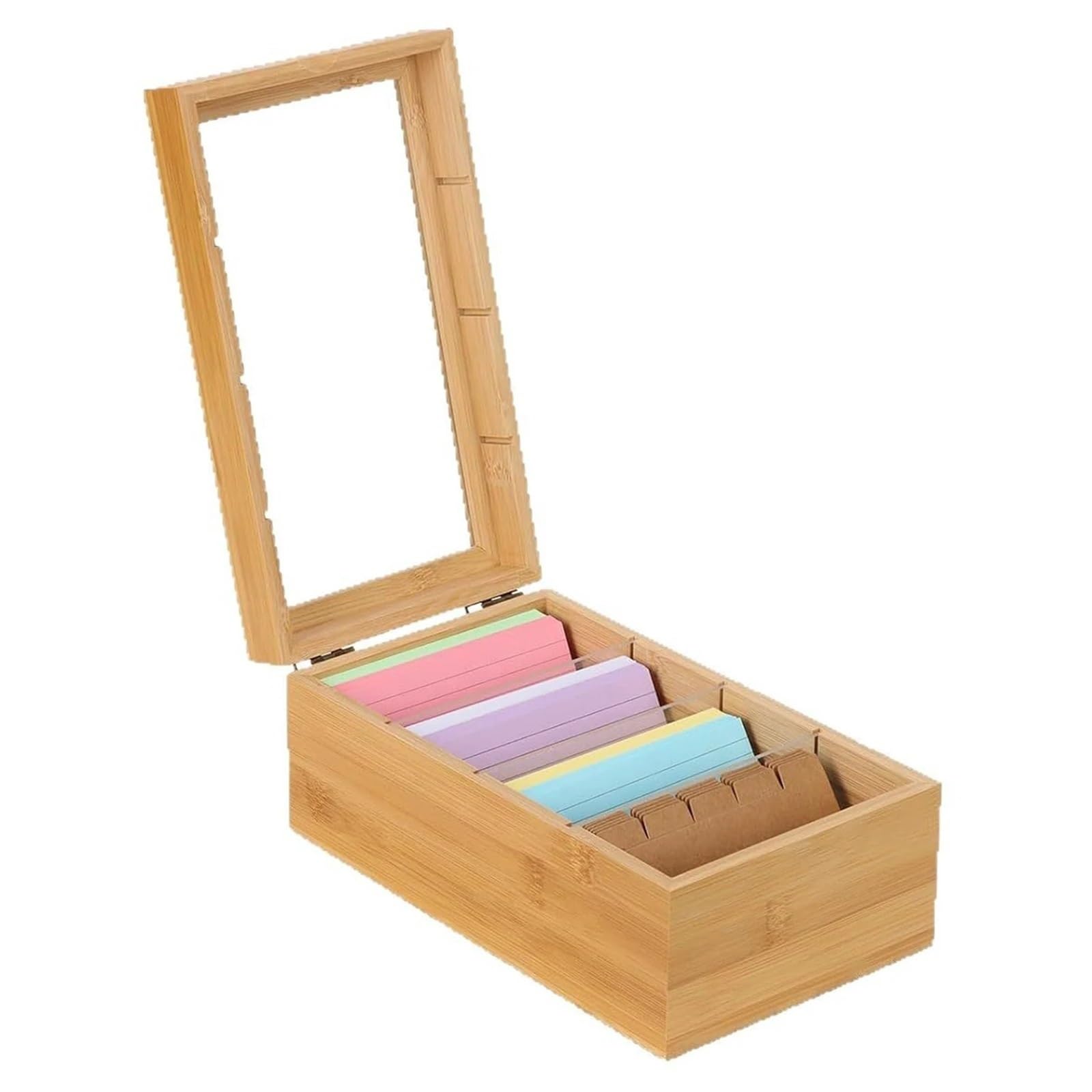 Lot de 2 boîtes de rangement de bureau pour notes adhésives en bois avec séparateurs pour cartes d'index de 7,6 x 12,7 cm pour économiser de l'espace
