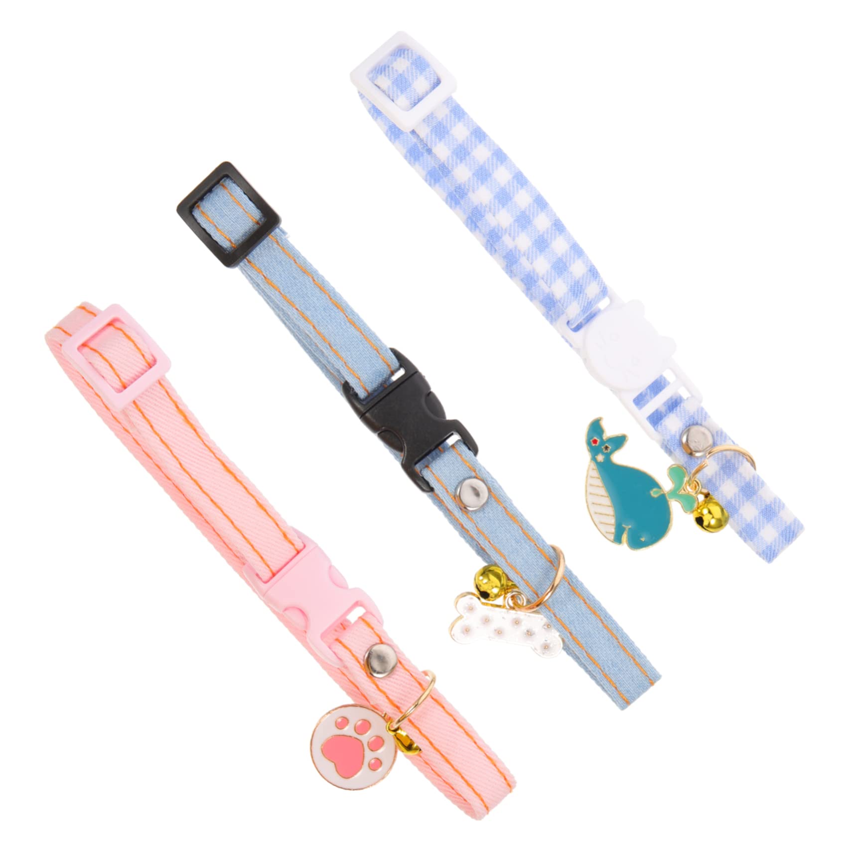 POPETPOP 12pièces Collier pour Chat Réglable avec Clochette De Whale à Carreaux Patte Collier Décoratif Doux Et Confortable pour Chaton Et Chat Accessoires pour Animaux De Compagnie
