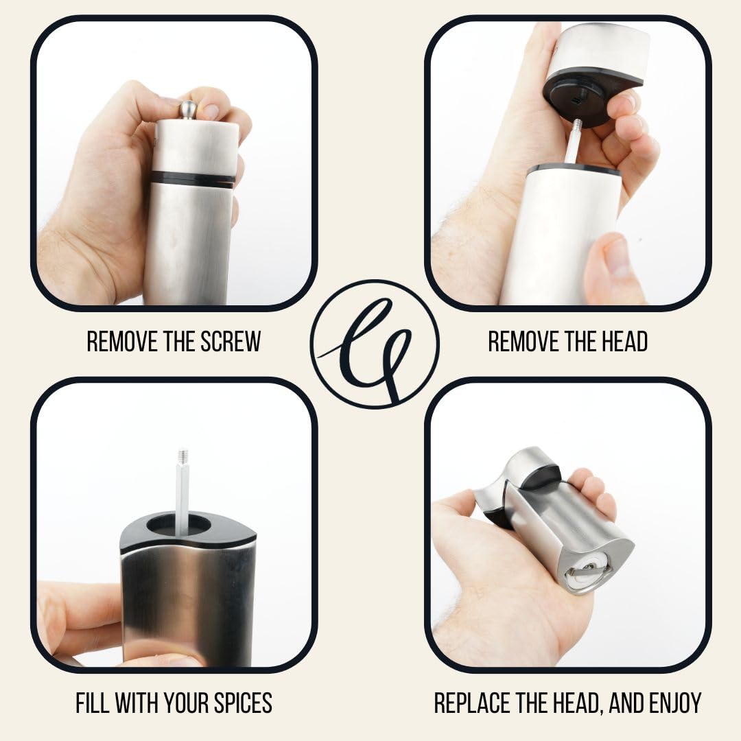 Grunwerg Condimates Mix & Match Interlocking Flavour Creators 2 Piece Pepper Mill & Salt Shaker with Ceramic Gears, Mirror Finish, 15cm - Image 2