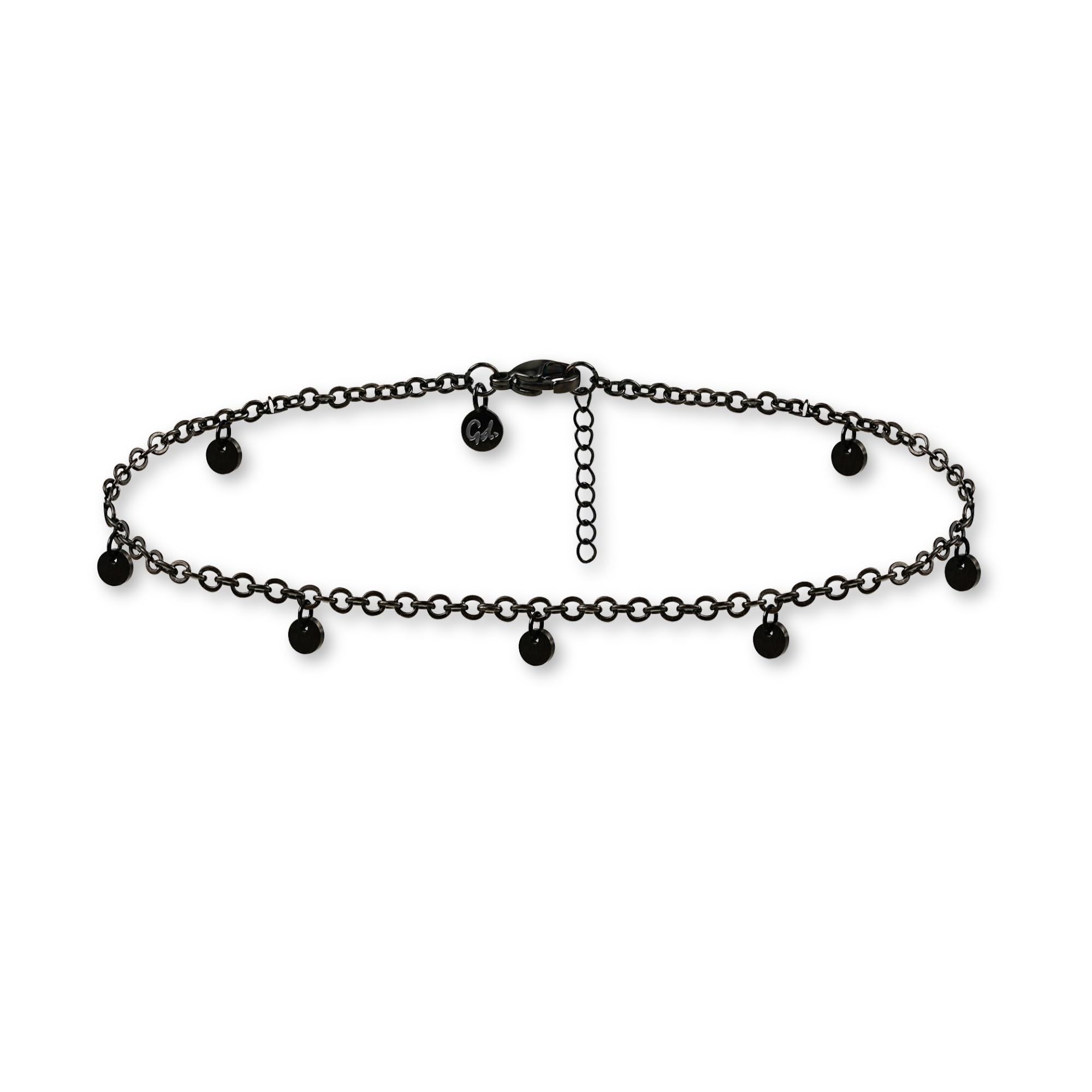 GD GOOD.designs Fußkettchen für Damen in Gold, Rosegold, Silber oder Schwarz I Wasserfeste Plättchen Fußkette verstellbar (22-27cm) aus Edelstahl I Frauen Fußschmuck mit Coins