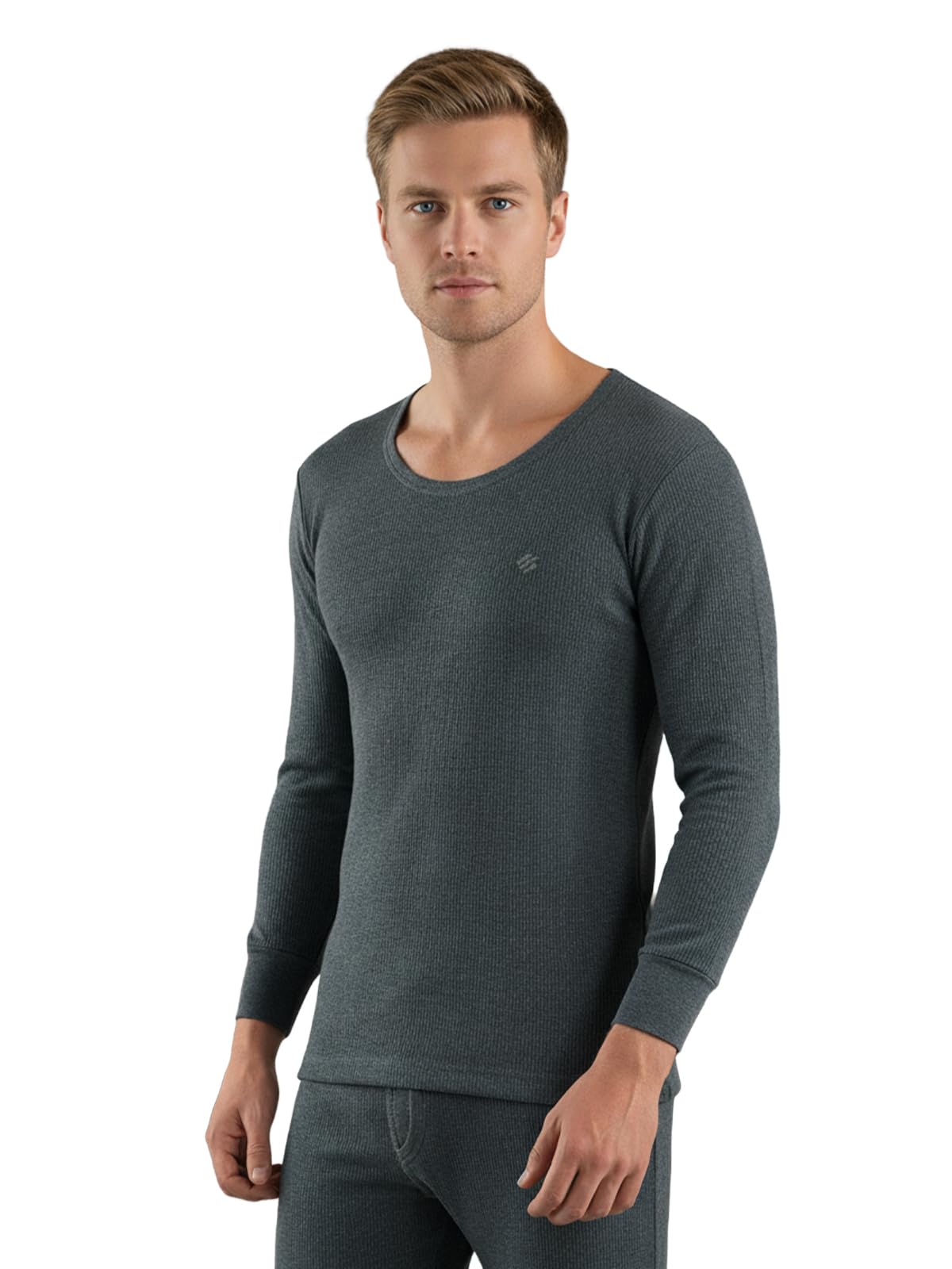 onn Men's Solid Cotton Thermal Top Thermals_OT022_XL_1PC_Black Melange_XL: 110-115 cms-picture-45