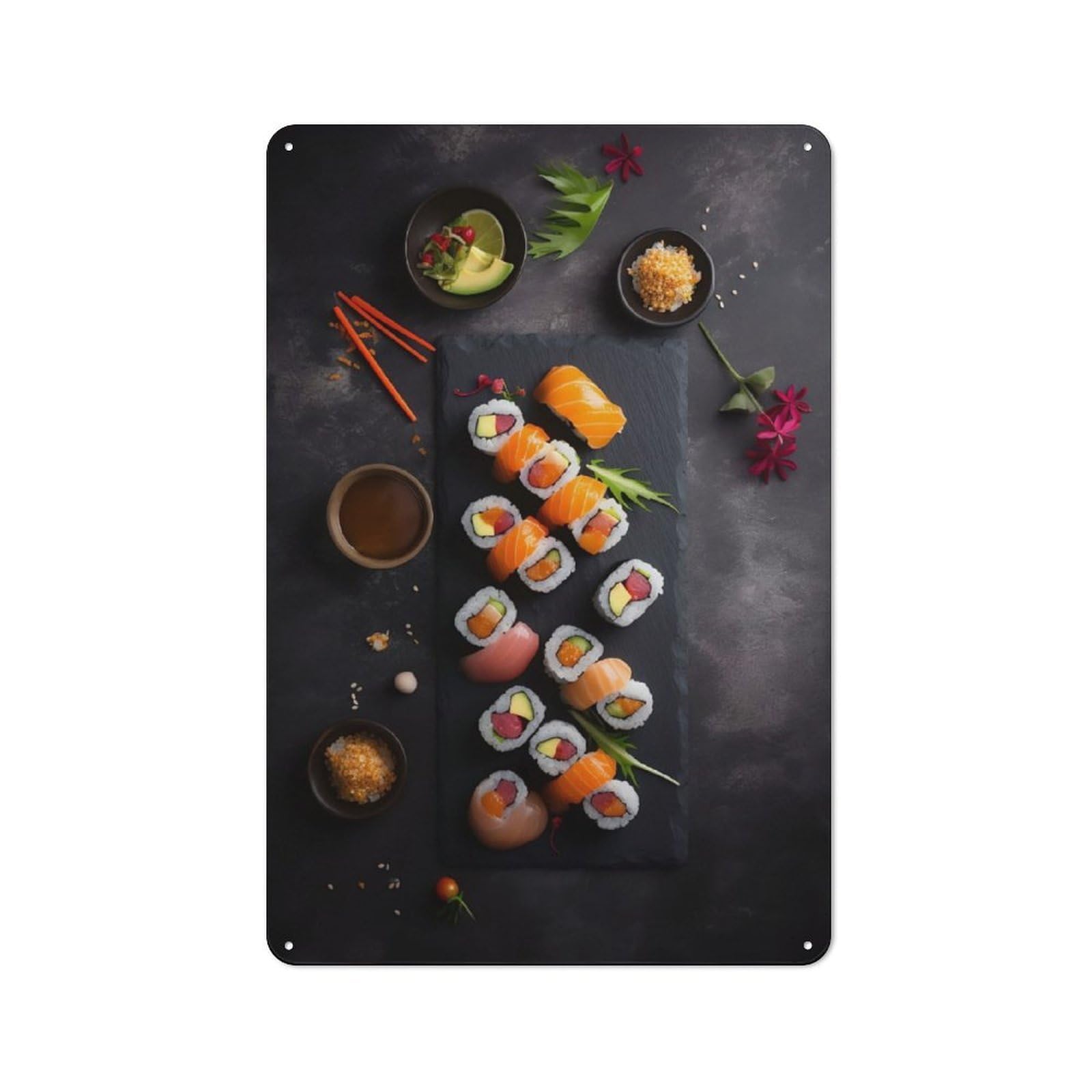 Junmoney Yummy Sushi Plate Retro Metal Wall Sign 30X20cm With For Workshop Wall, For Vintage Wall Decor Fans, For Garage And Workshop Walls