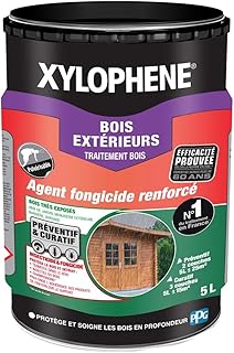 XYLOPHENE - Traitement Bois Extérieurs - Anti Insectes et Anti Termites - Spécial Bois Très Exposés Extérieur - Pour Bardage, Abris, Volets, Palissades - Formule Renforcée en Fongicide - 5L - Incolore