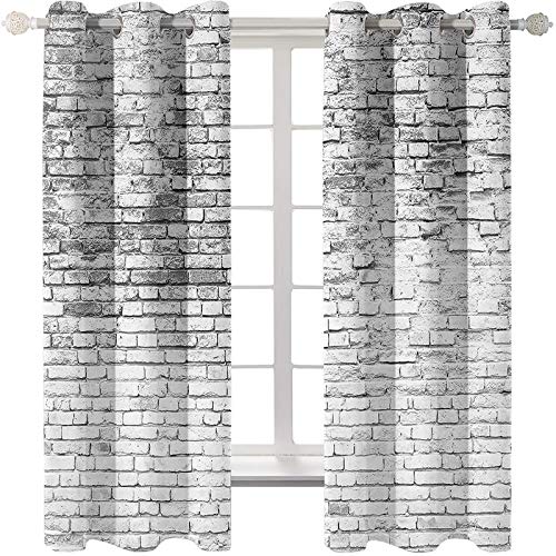 Rideau imprimé briques pour salon style loft industriel moderne