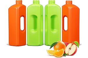 Multipurpose 64 oz Empty Plastic Milk Jugs (4-Pack, Orange and Green)
